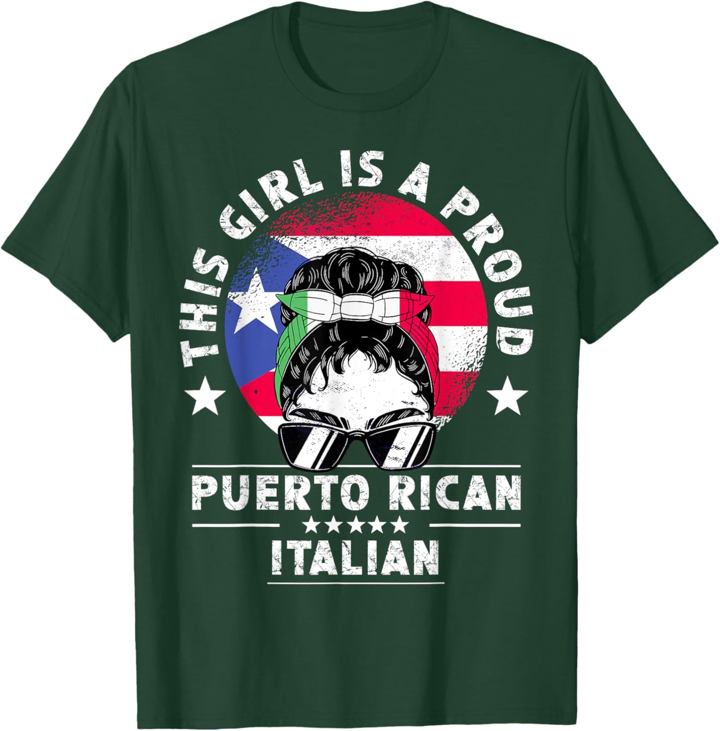 Puerto Rico Flag Italy Grown Women Girl Pride T-Shirt - T-Shirt | Forest