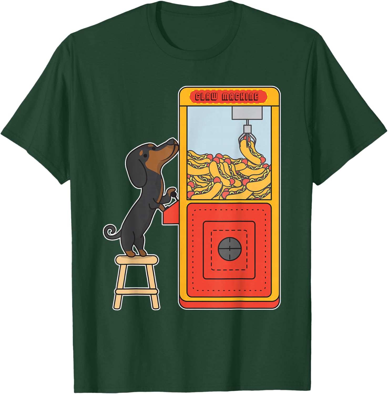 Dachshund Claw Crane Game Funny Wiener Dog T-Shirt - T-Shirt | Forest