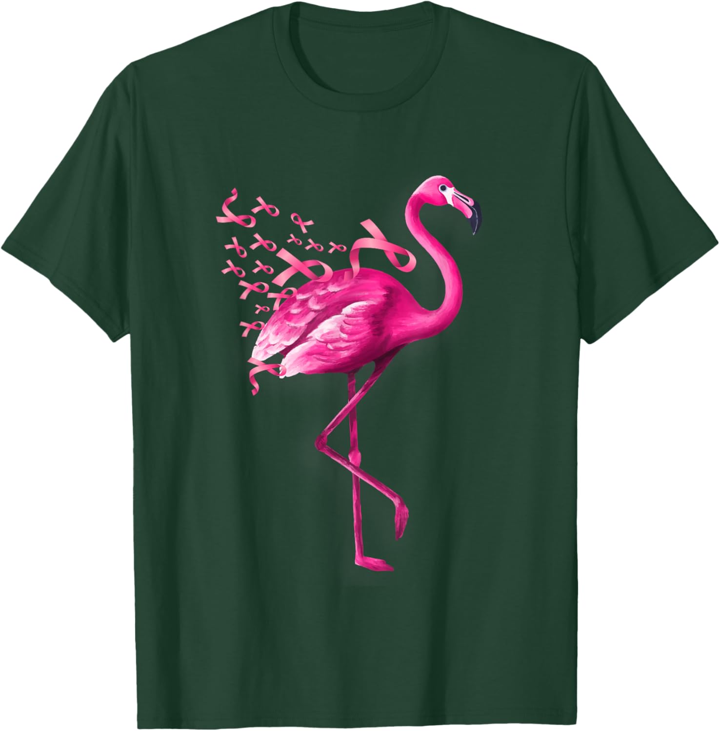 Pink Bird Flamingo Breast Cancer Awareness T-Shirt - T-Shirt | Forest