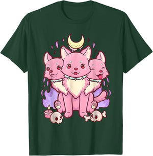 3 Headed Dog Kawaii Pastel Goth Cute Creepy Occult Cerberus T-Shirt - T-Shirt | Forest