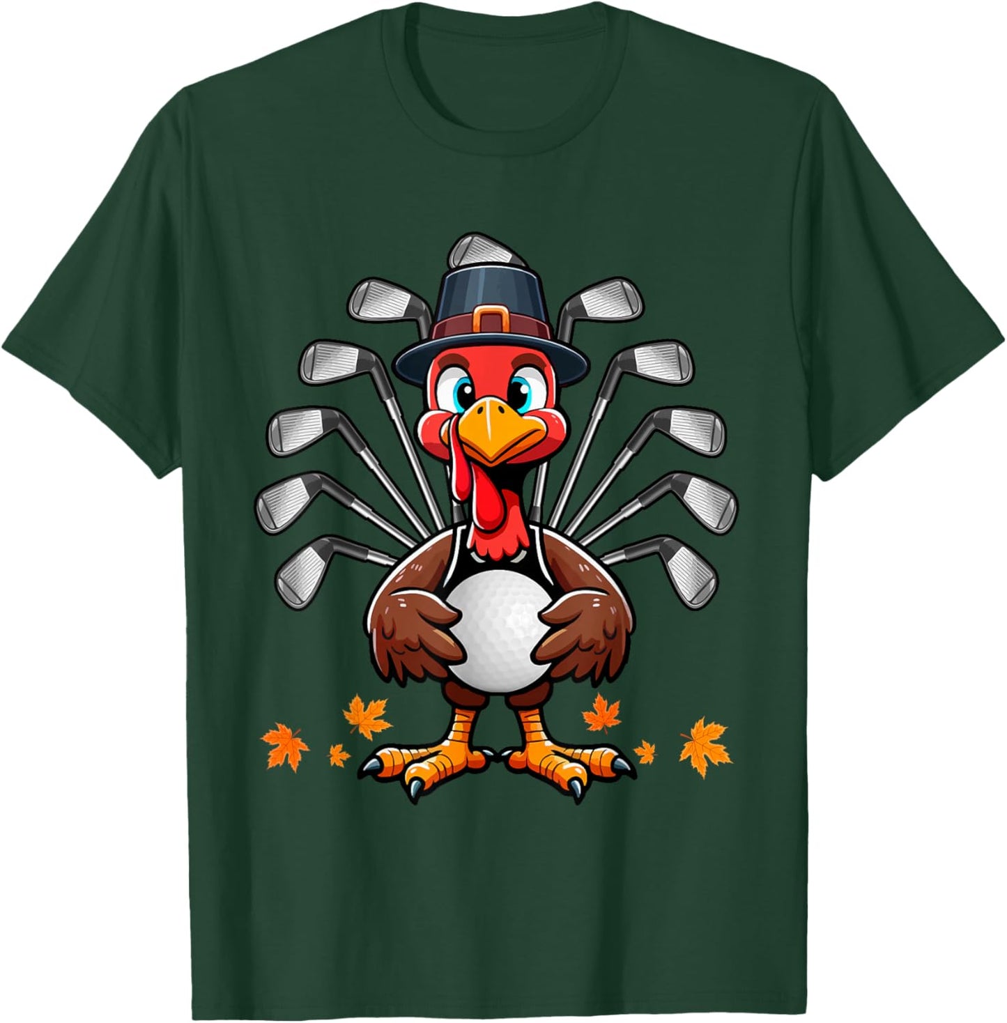 Golf Thanksgiving Costume Turkey Matching Player Lover T-Shirt - T-Shirt | Forest