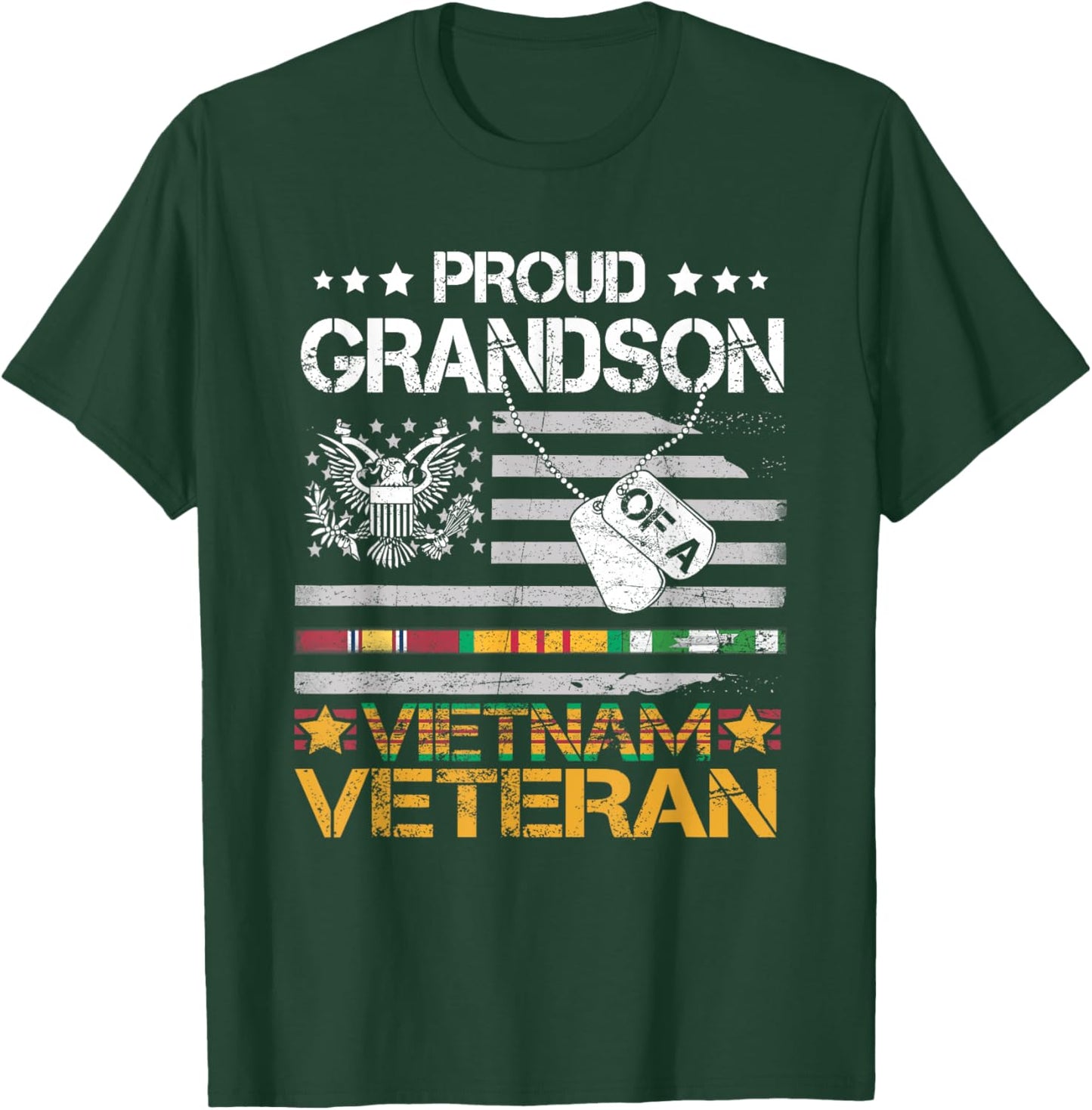 Proud Grandson Of A Vietnam Veteran Patriotic US Army Vet T-Shirt - T-Shirt | Forest