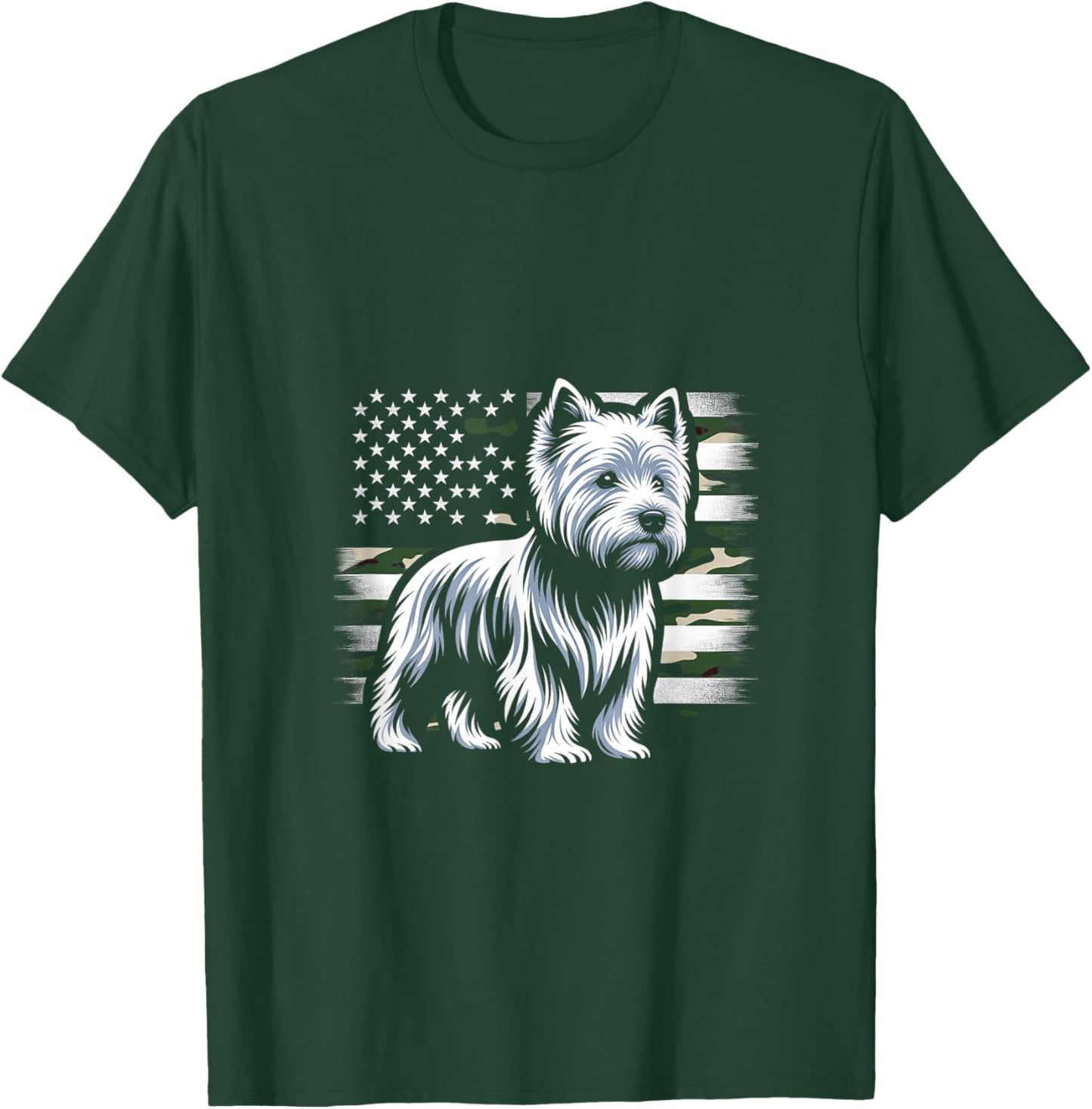 West Highland White Terrier Dog USA Flag Women Men T-Shirt - T-Shirt | Forest