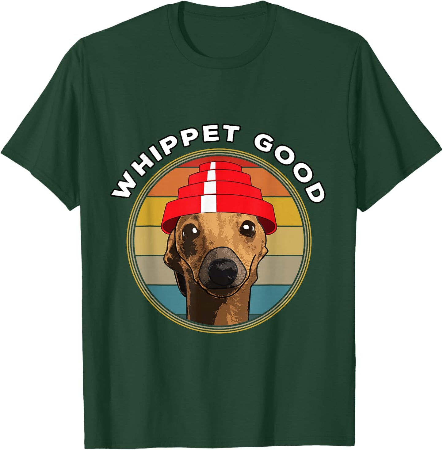 Whippet Good Funny 80's Music Dog Design T-Shirt - T-Shirt | Forest