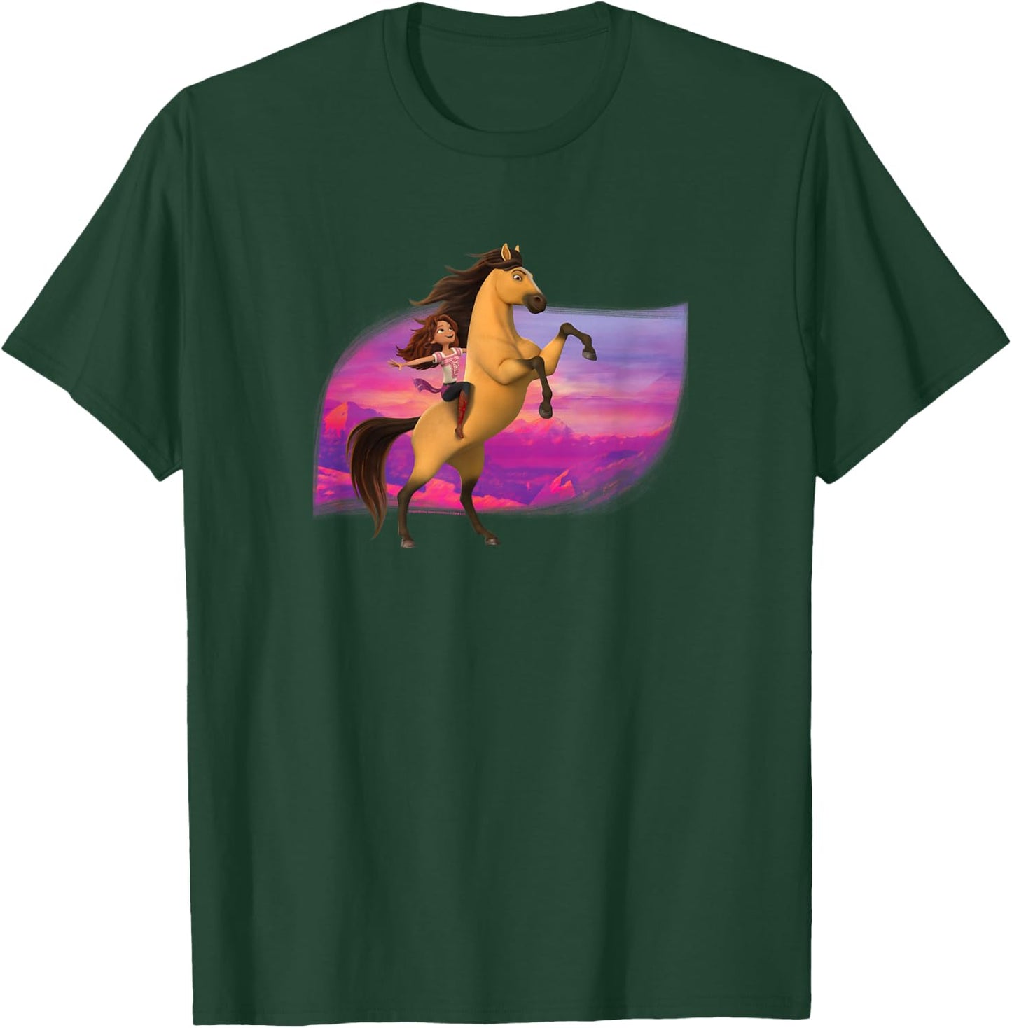 Spirit Untamed - Spirit and Happy Mountain Sunset T-Shirt - T-Shirt | Forest
