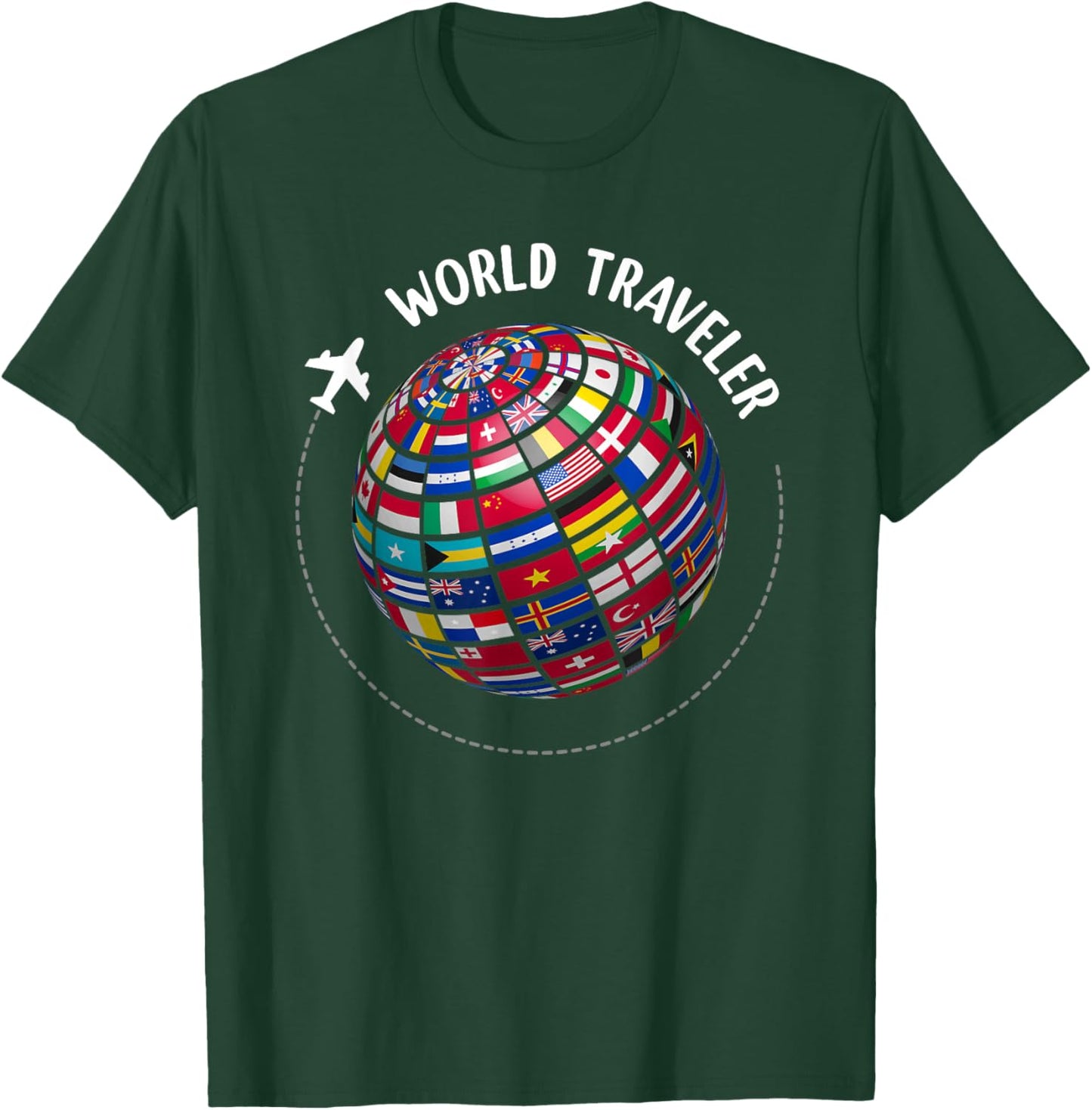 Traveler World Map, World Flags, Country Map , Black, S T-Shirt - T-Shirt | Forest