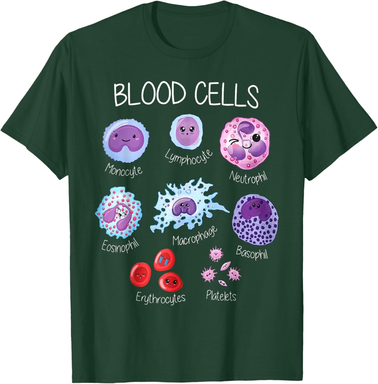 Blood Cell Types Hematologist Pathologist Lab Scientist T-Shirt - T-Shirt | Forest