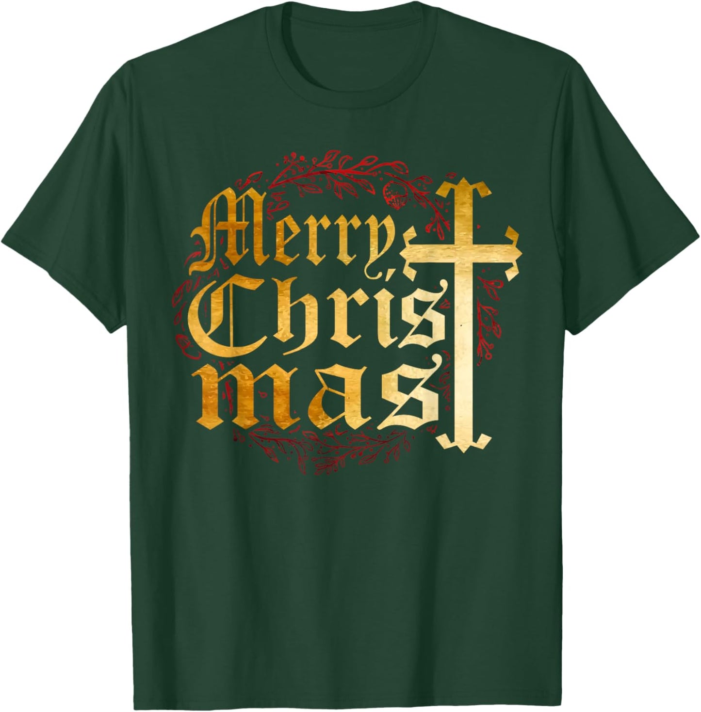 Merry Christmas Christian Cross Religious Family Matching T-Shirt - T-Shirt | Forest