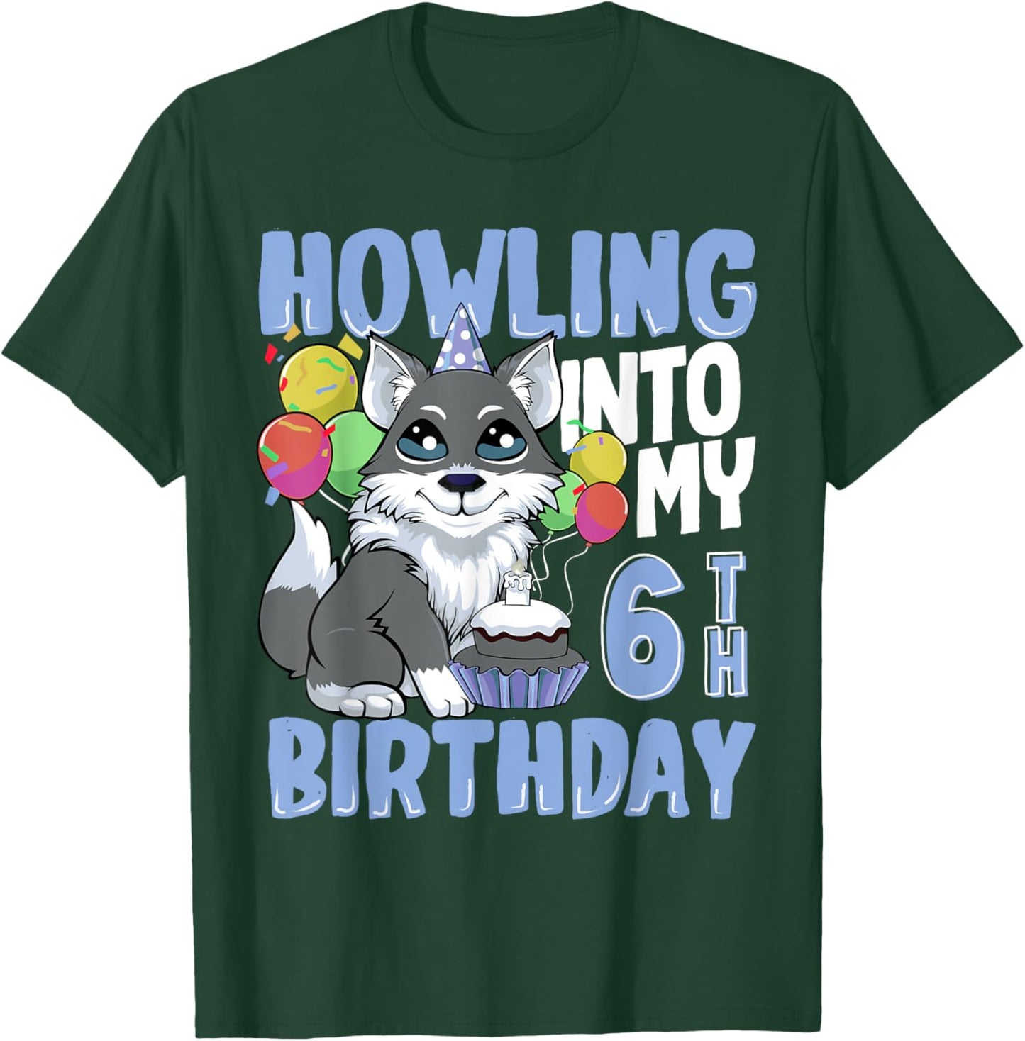 Wolf for 6 Year Old Birthday for 6th Birthday Wolf Kids Boys T-Shirt - T-Shirt | Forest