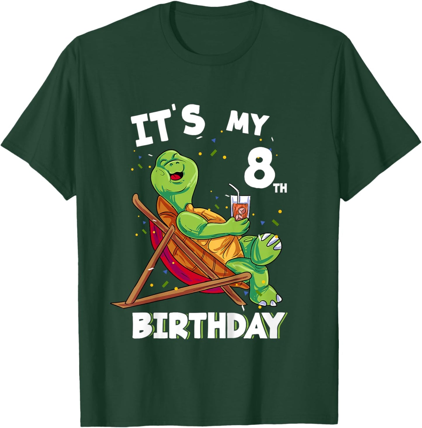 It's my 8th Birthday 8 Year Old Turtle Birthday T-Shirt - T-Shirt | Forest