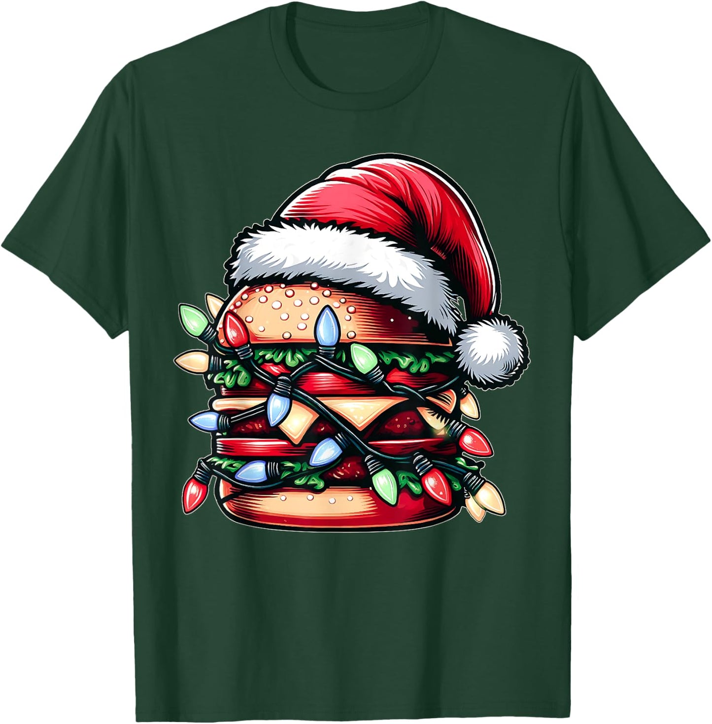 Burger Hamburger Christmas Hat Xmas T-Shirt - T-Shirt | Forest