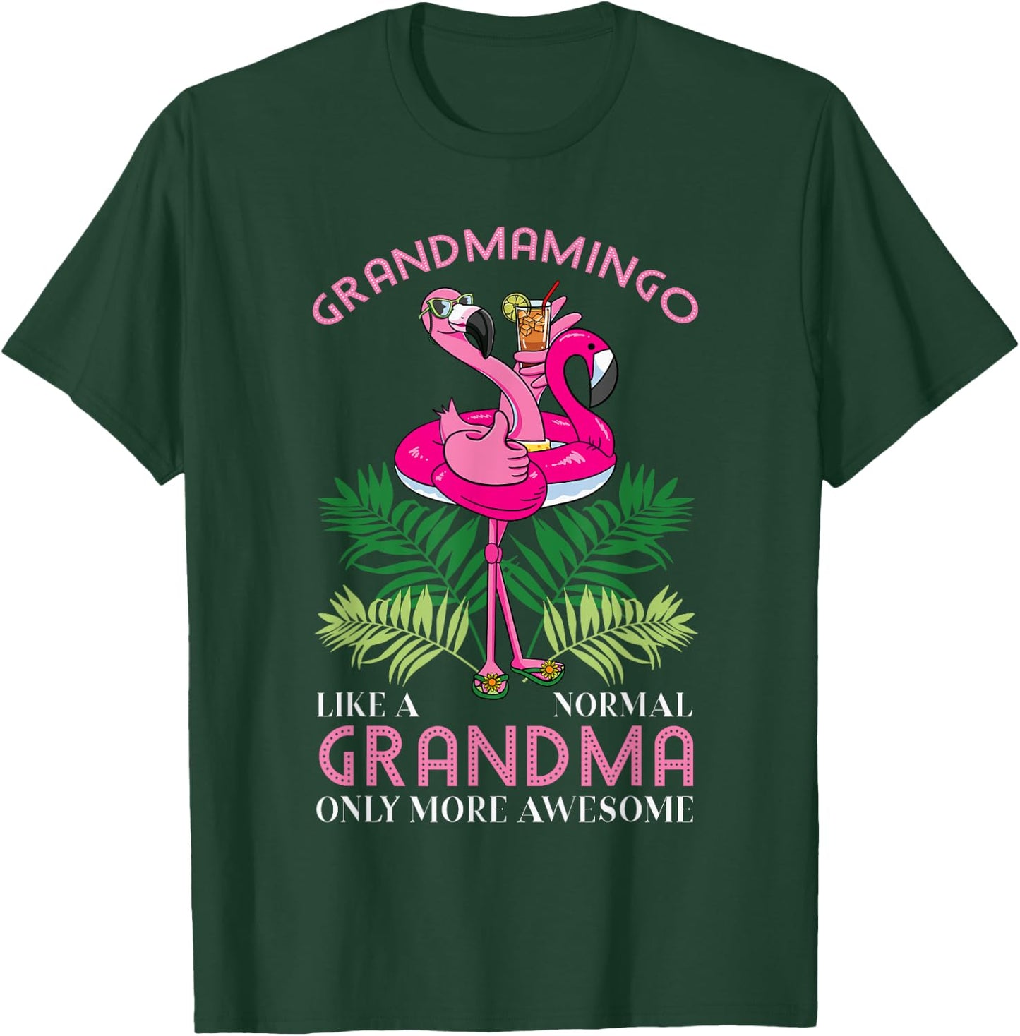 Grandmamingo Grandmother Flamingo Lover Gramma Grandma Nanny T-Shirt - T-Shirt | Forest