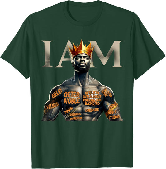 Black History I Am Black Man King Dad Afro Melanin Men T-Shirt - T-Shirt | Forest