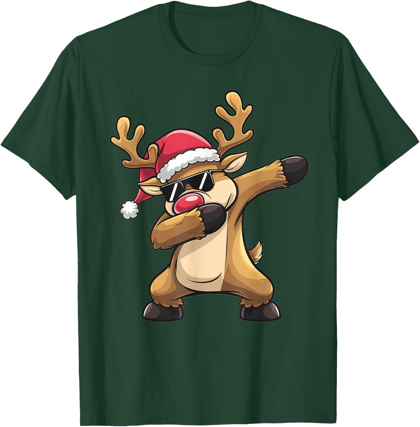 Dabbing Rudolf Reindeer Christmas T-Shirt - T-Shirt | Forest