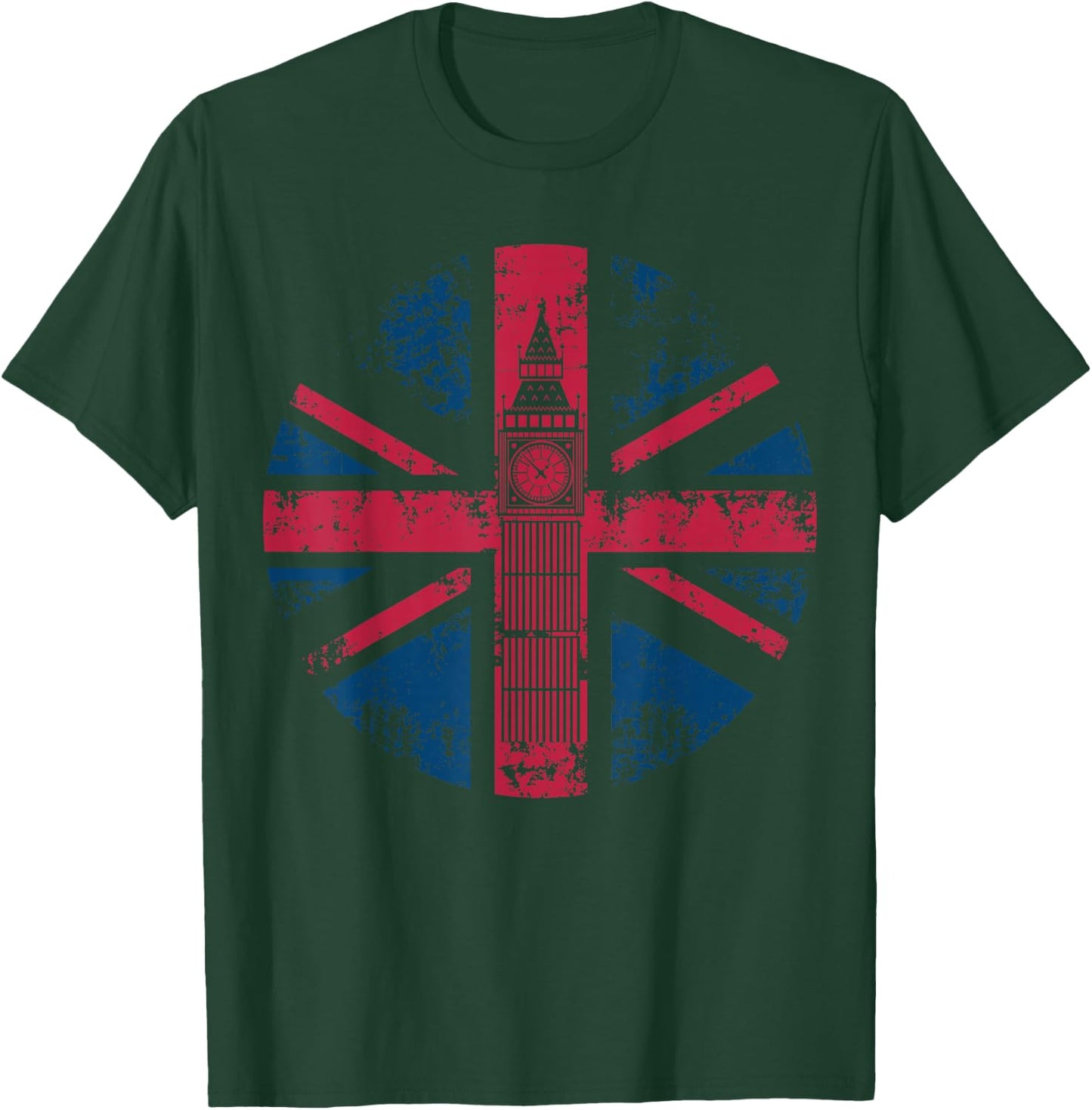 London Big Ben Union Jack Vintage UK Flag British Gift T-Shirt - T-Shirt | Forest