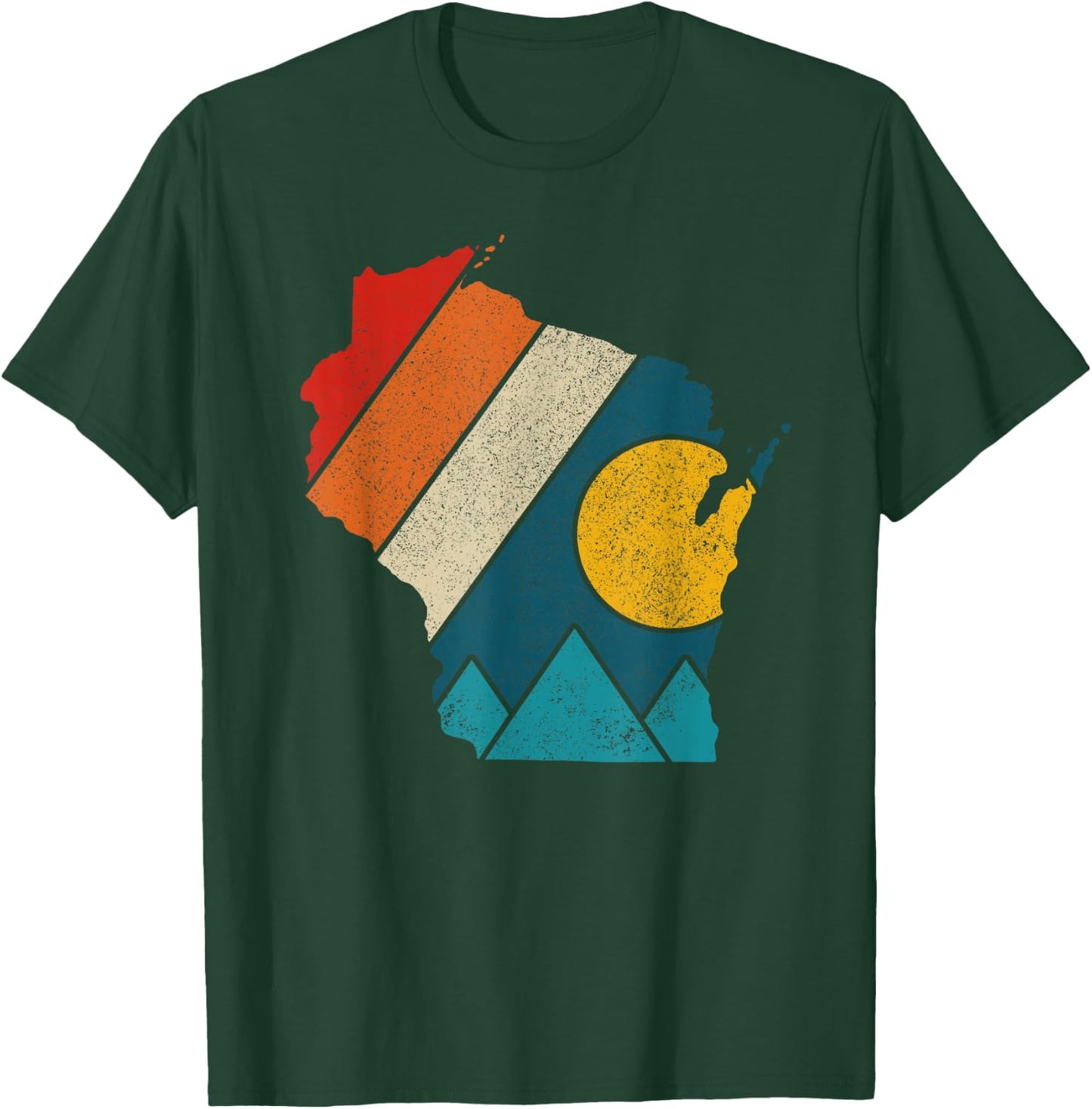 Wisconsin Vintage State Map Mountains Hiking Pride Gift T-Shirt - T-Shirt | Forest