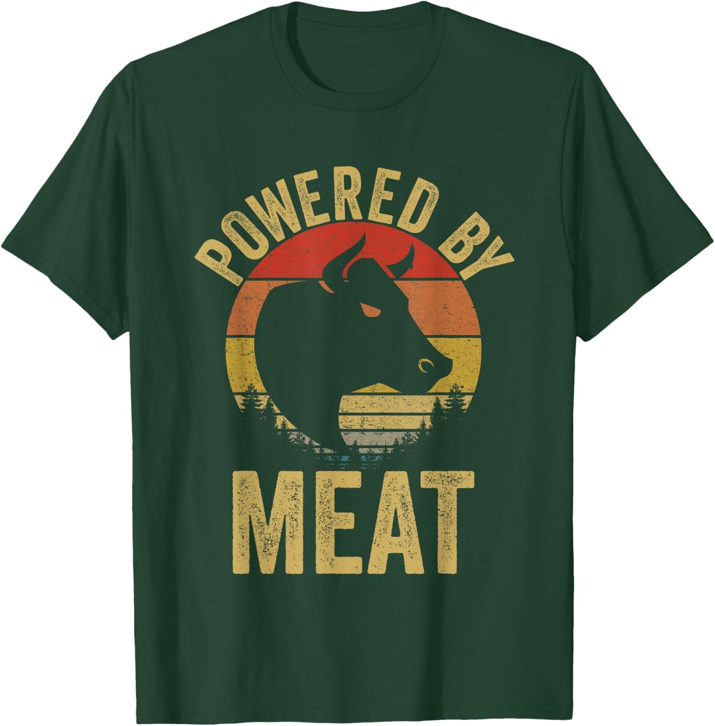 Vintage Powered By Meat Carnivore Meat Eater T-Shirt - T-Shirt | Forest