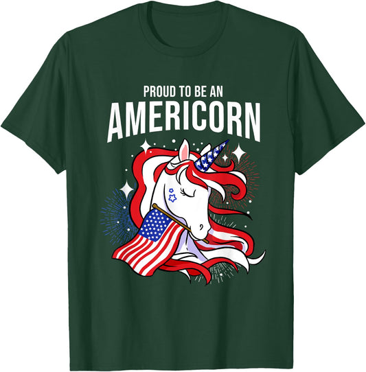 Proud To Be An Americorn Fourth Of July T-Shirt - T-Shirt | Forest