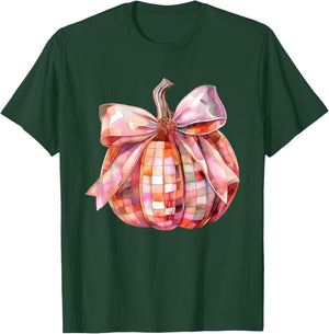 Fall Autumn Pink and Orange Disco Ball Pumpkin Halloween T-Shirt - T-Shirt | Forest
