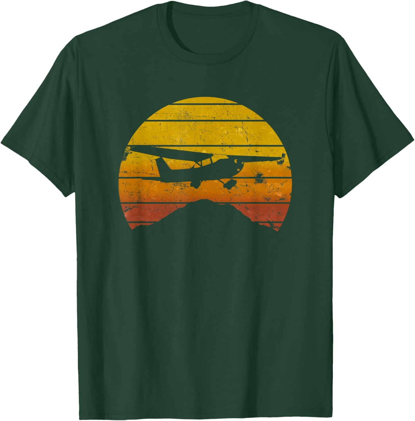 172 Skyhawk Mountain Sunrise Private Pilot Aeroplane Vintage T-Shirt - T-Shirt | Forest