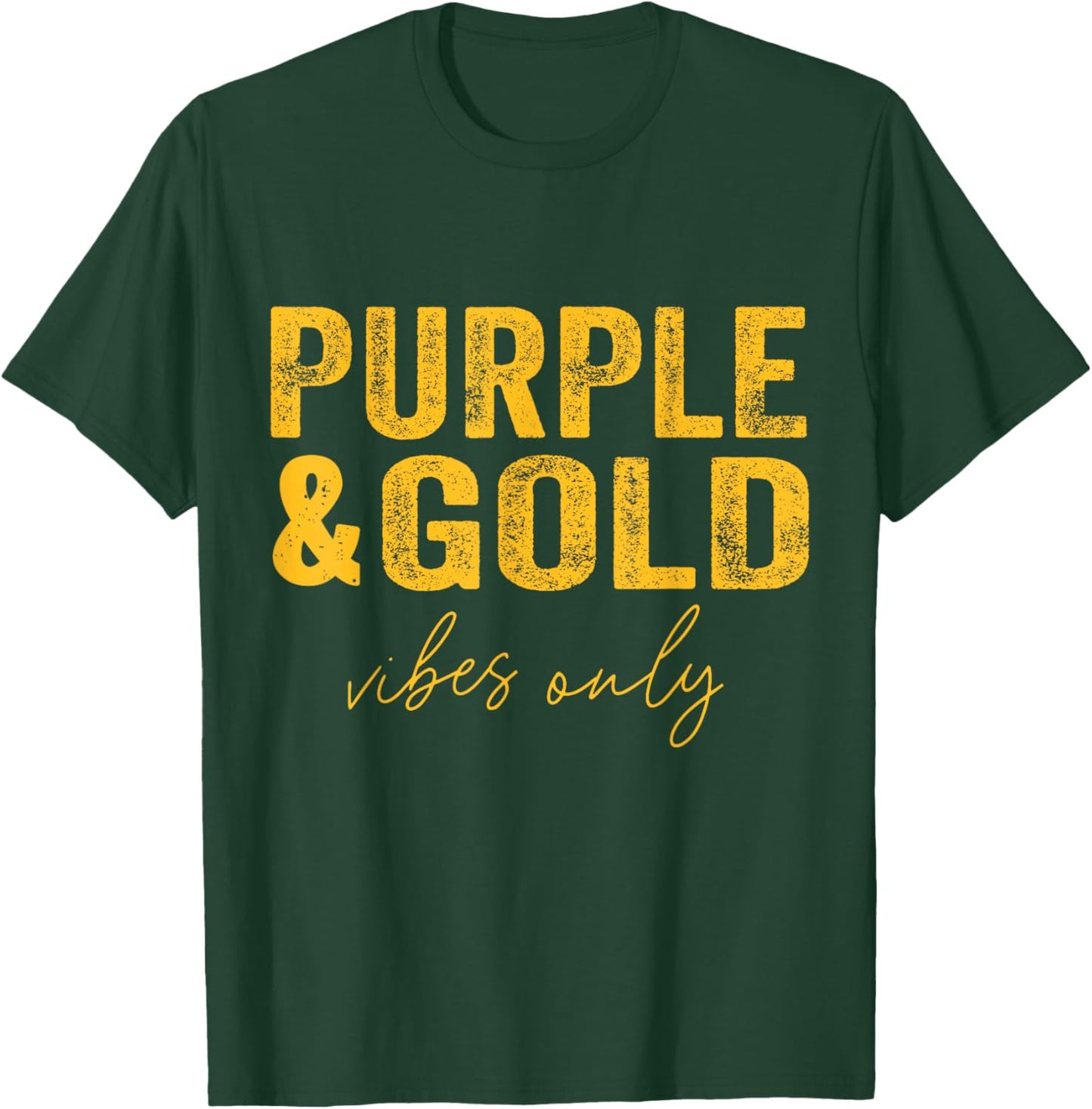 Purple And Gold Vibes Only Game Day For High School Football T-Shirt - T-Shirt | Forest