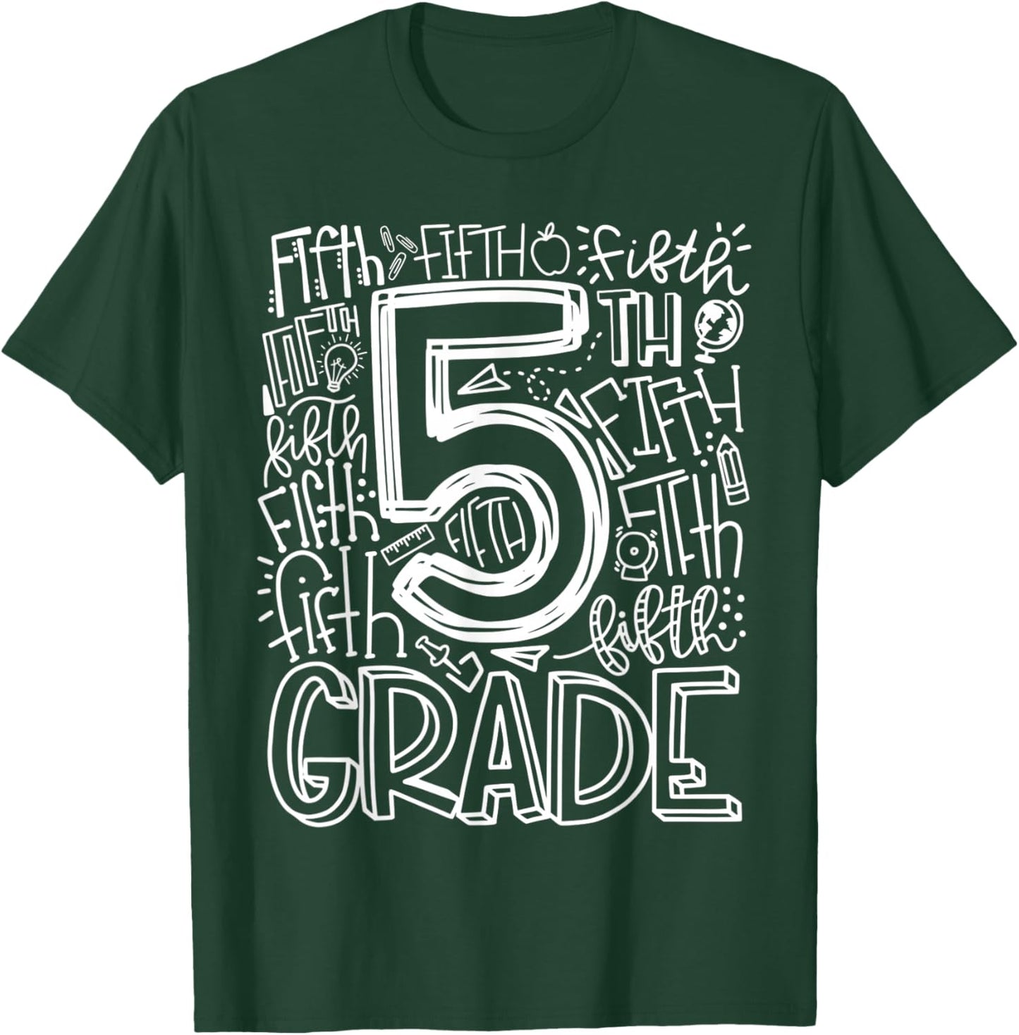 5th Grade Typography Team Fifth Grade Teacher Back to School T-Shirt - T-Shirt | Forest
