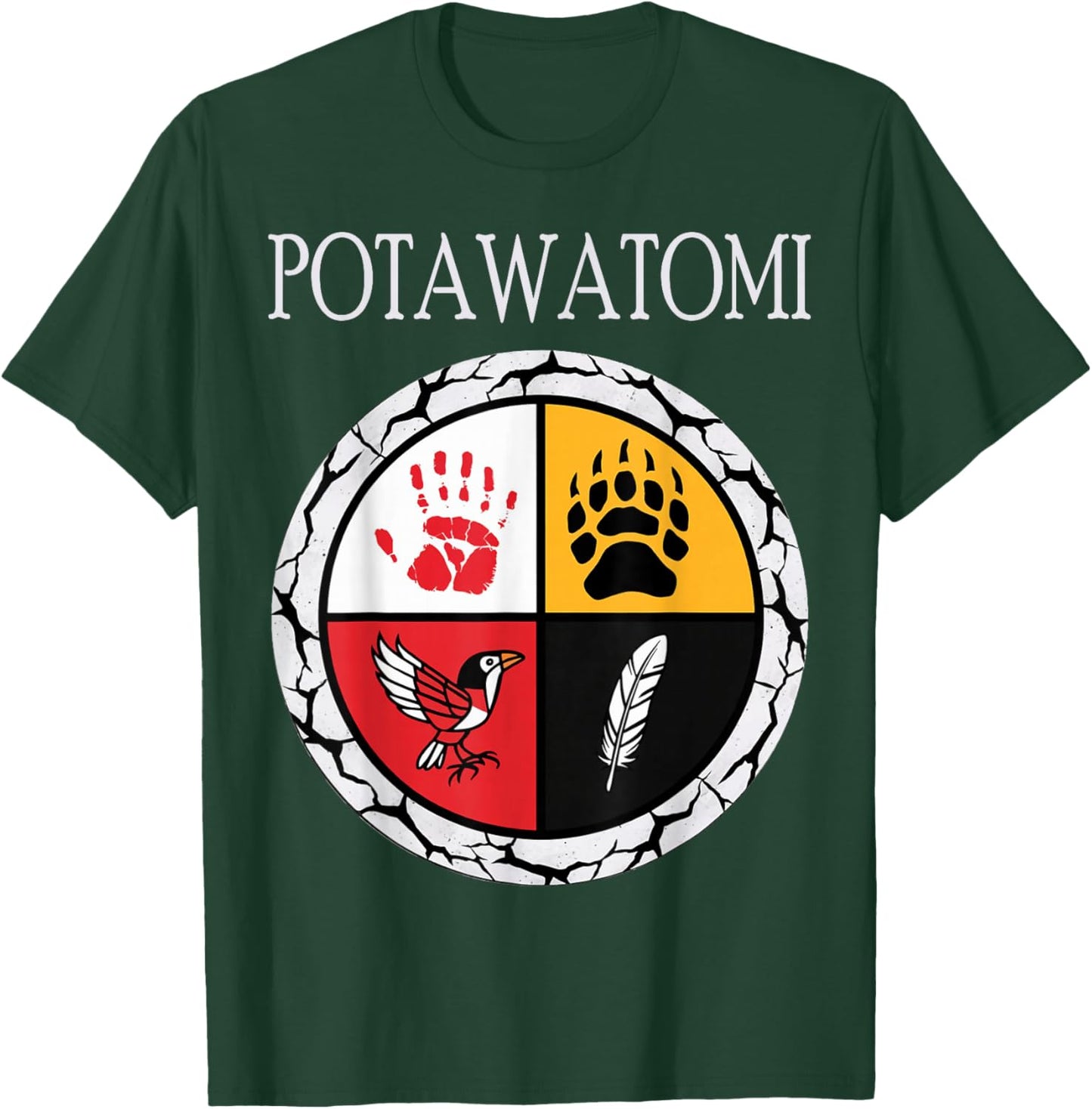 Potawatomi Tribe Native American Medicine Wheel T-Shirt - T-Shirt | Forest