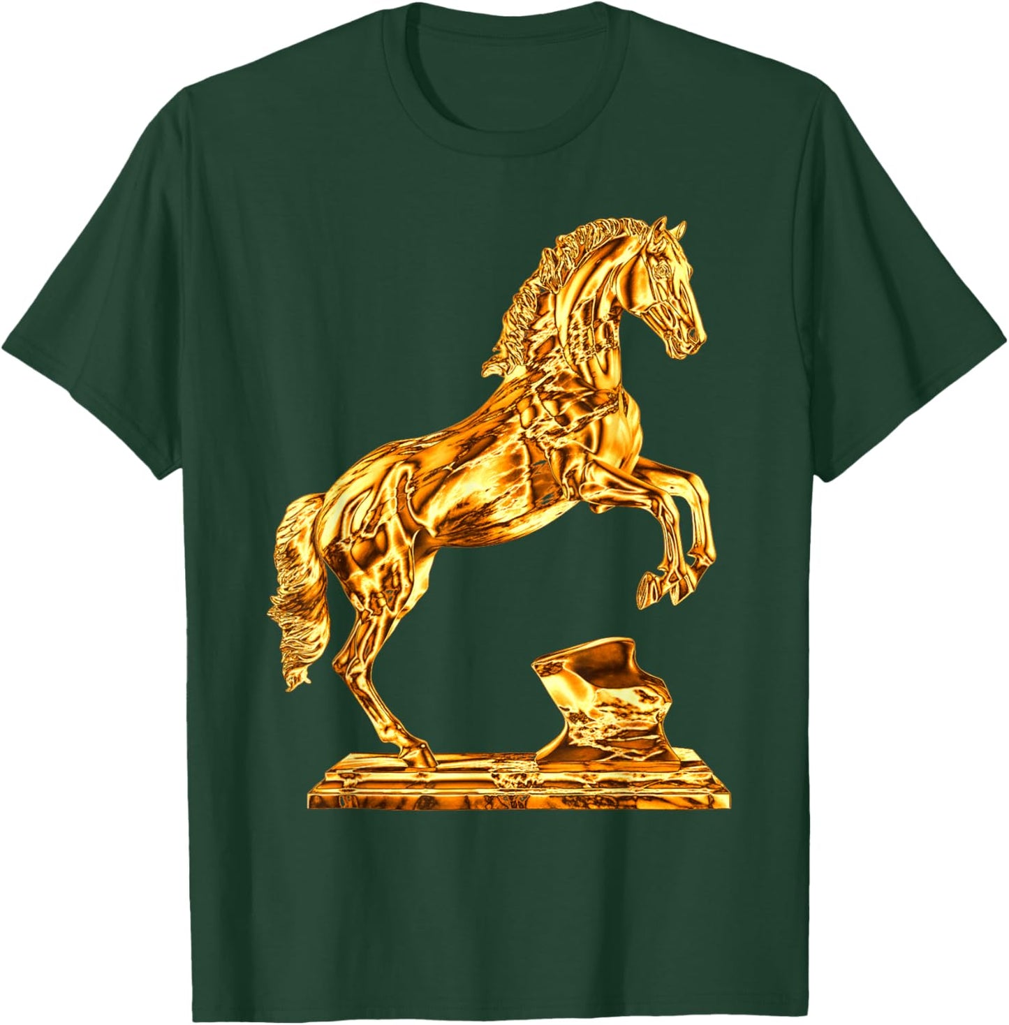 Golden Statue of Horse Sculpture T-Shirt - T-Shirt | Forest