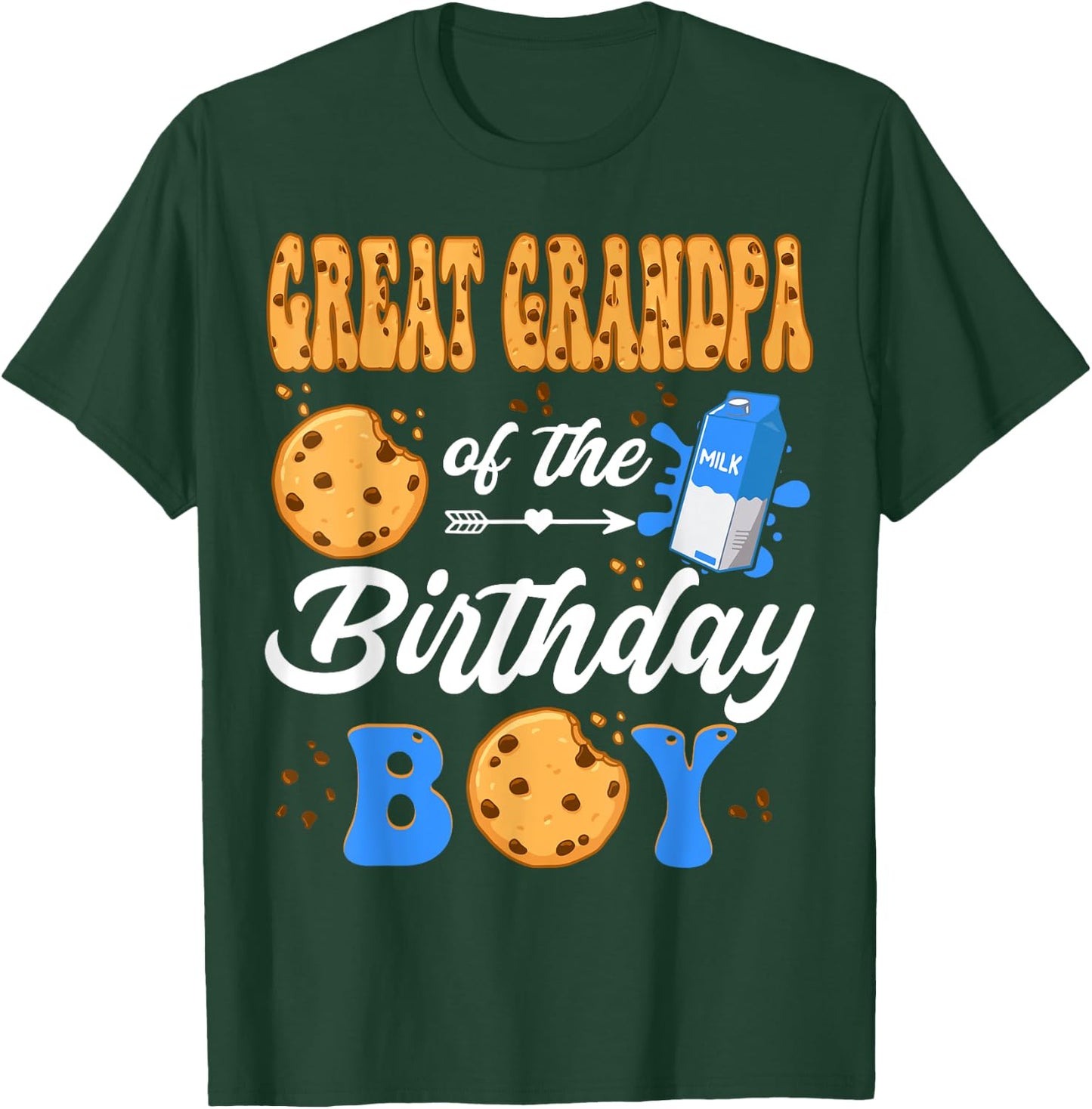 Great Grandpa Of The Birthday Boy Milk Cookies 1St Birthday T-Shirt - T-Shirt | Forest