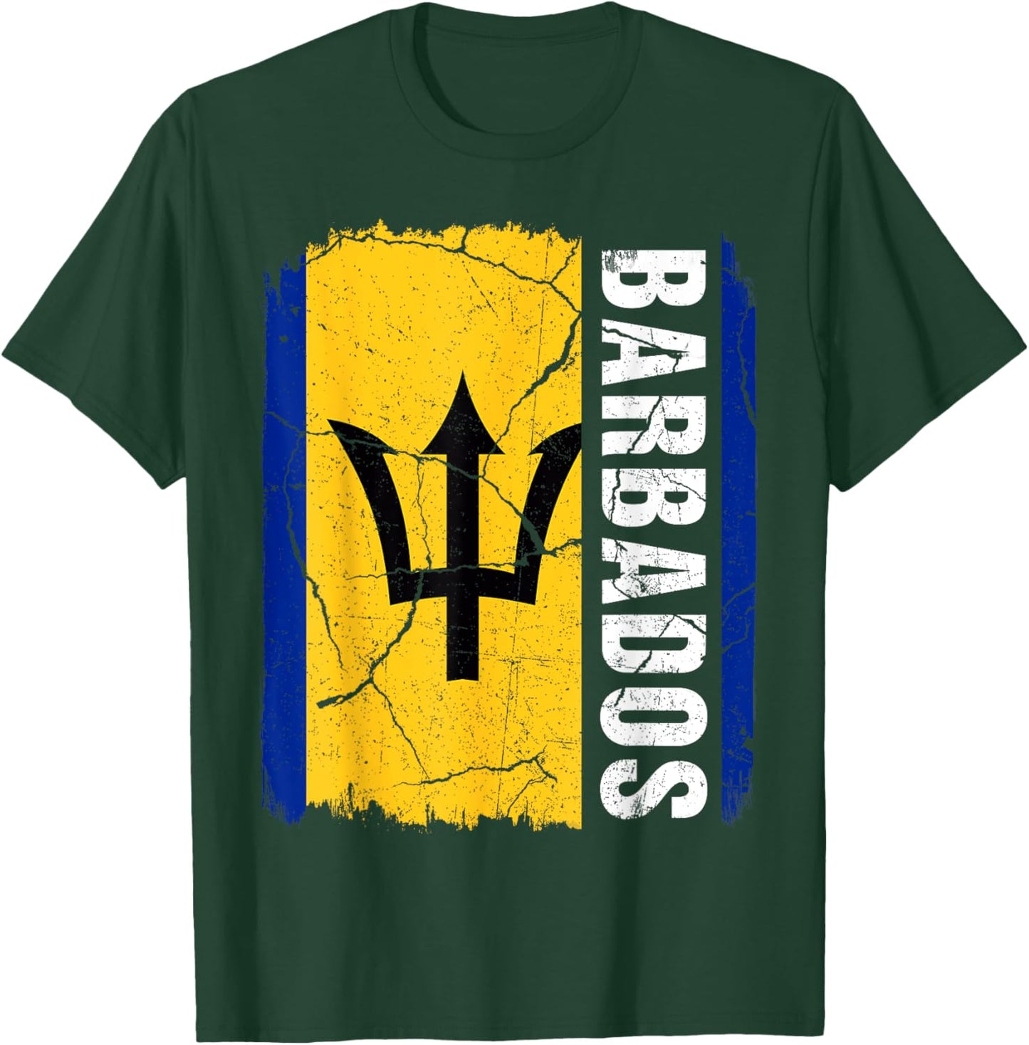 Vintage Barbadian Flag Barbados Pride Roots Heritage T-Shirt - T-Shirt | Forest