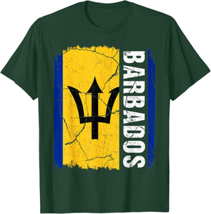 Vintage Barbadian Flag Barbados Pride Roots Heritage T-Shirt - T-Shirt | Forest