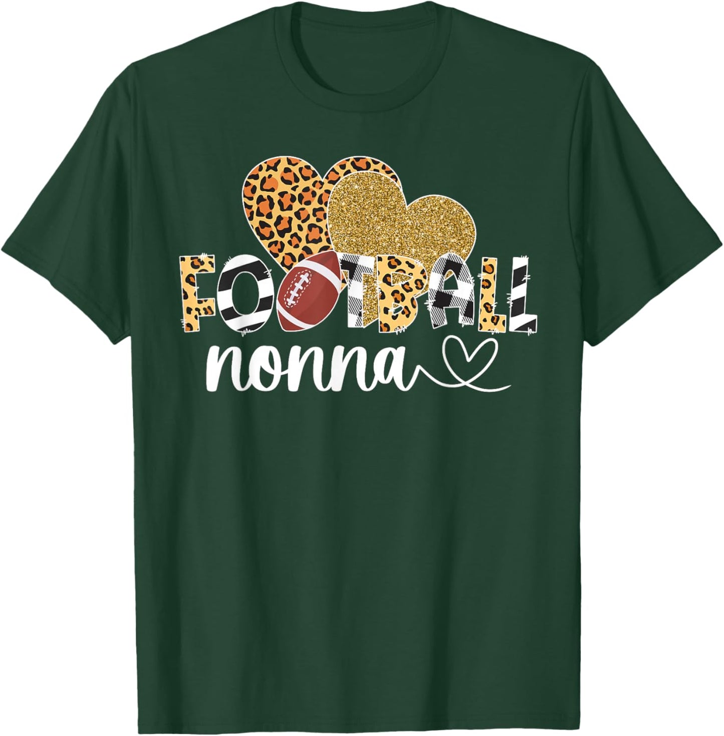 Football Nonna Heart Grandma Nonna Of A Football Player T-Shirt - T-Shirt | Forest
