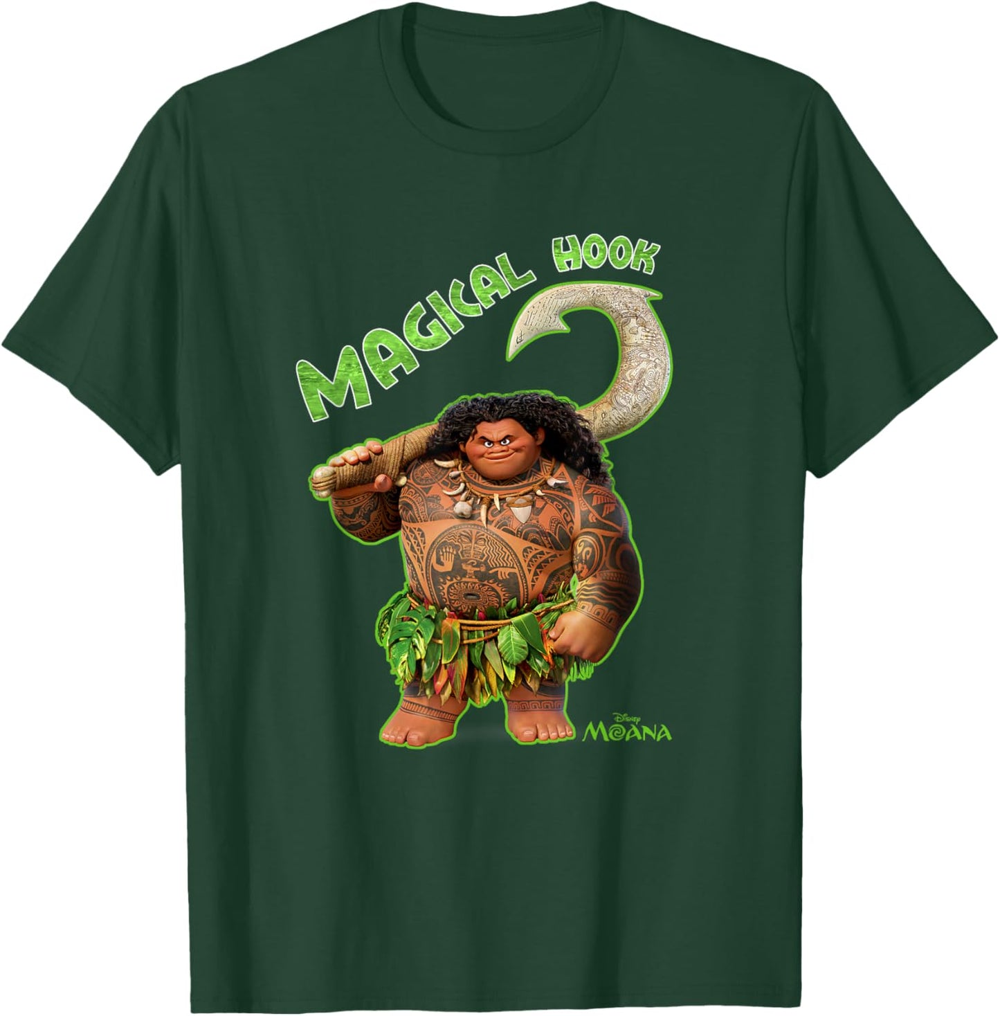Disney Moana Maui Iconic Magical Hook Big Chest Portrait T-Shirt - T-Shirt | Forest