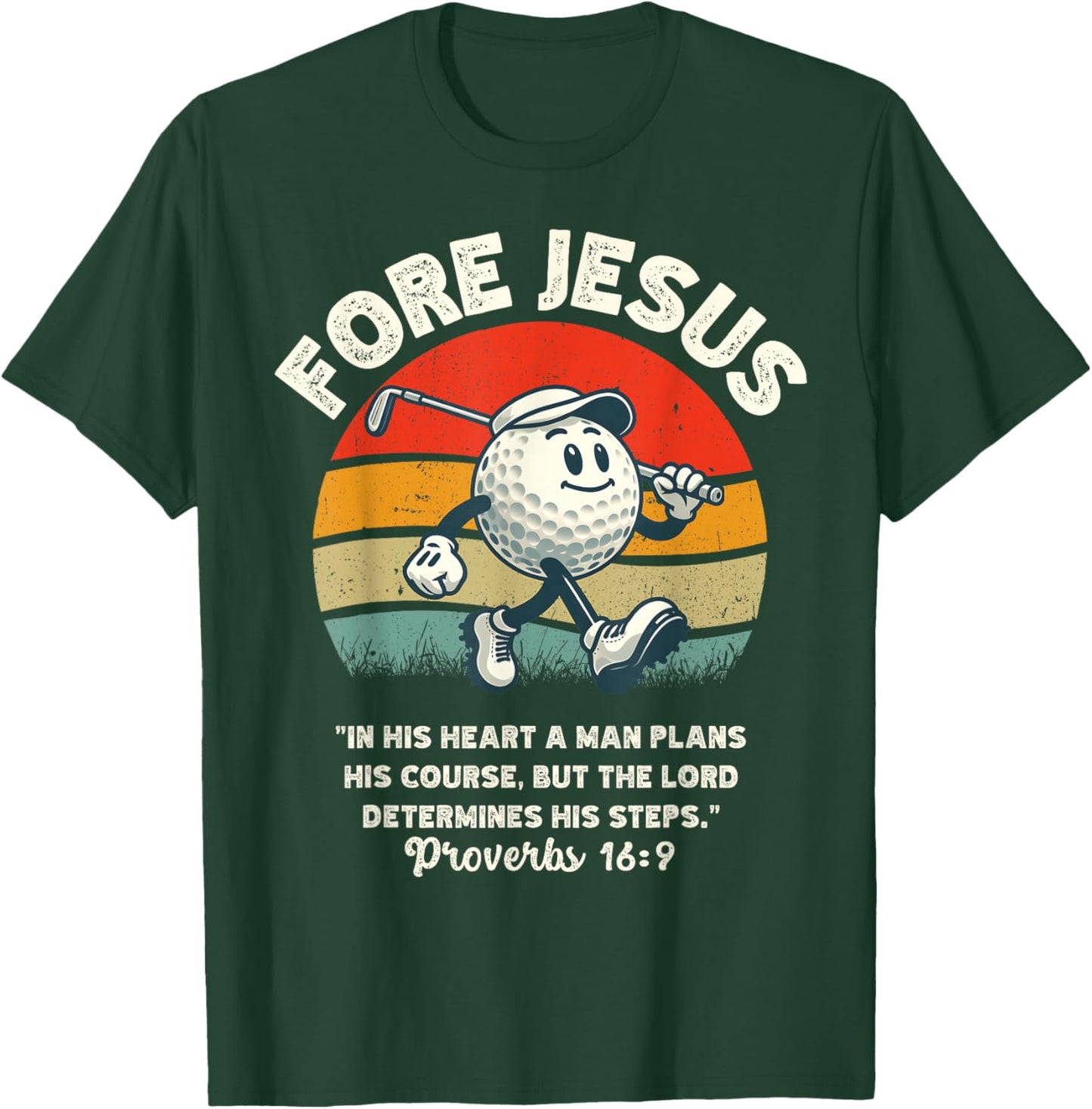 FORE Jesus Christian Golf Retro 70s Religious Golfing Men's T-Shirt - T-Shirt | Forest