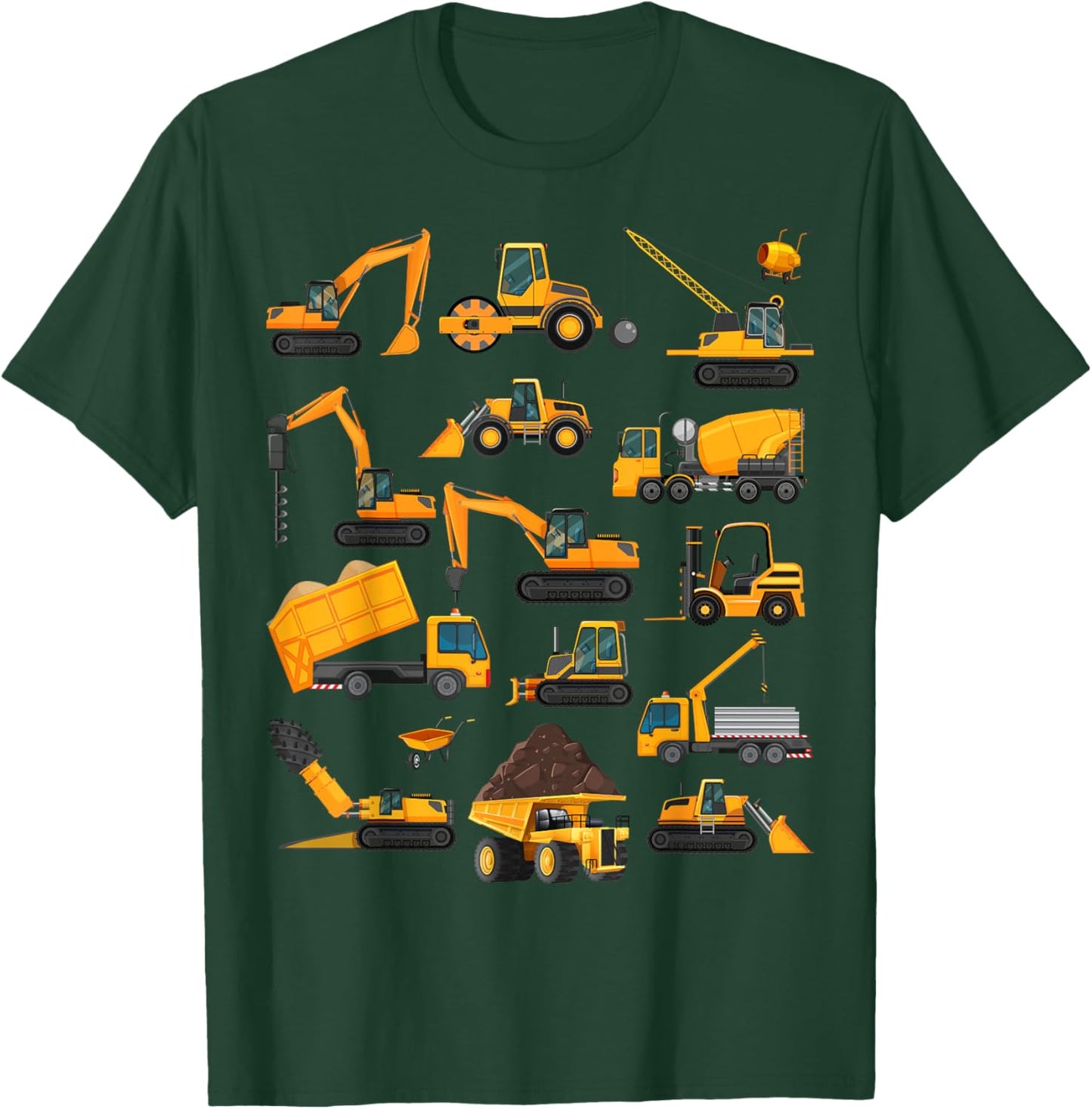 Vehicles Construction Trucks Gifts Women Boys Girls T-Shirt - T-Shirt | Forest