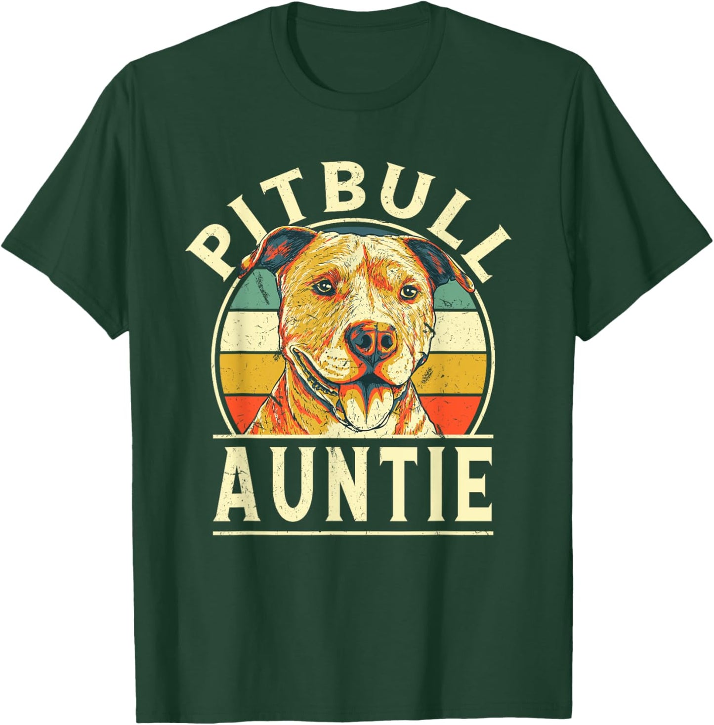 Pitbull Auntie Retro Aunt Vintage Aunt Dog Breed Dog Theme T-Shirt - T-Shirt | Forest
