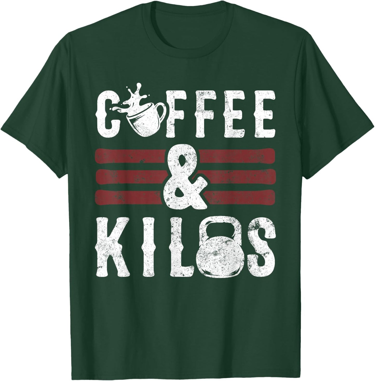 Funny Caffeine Weightlifting Workout Gifts Coffee & Kilos T-Shirt - T-Shirt | Forest