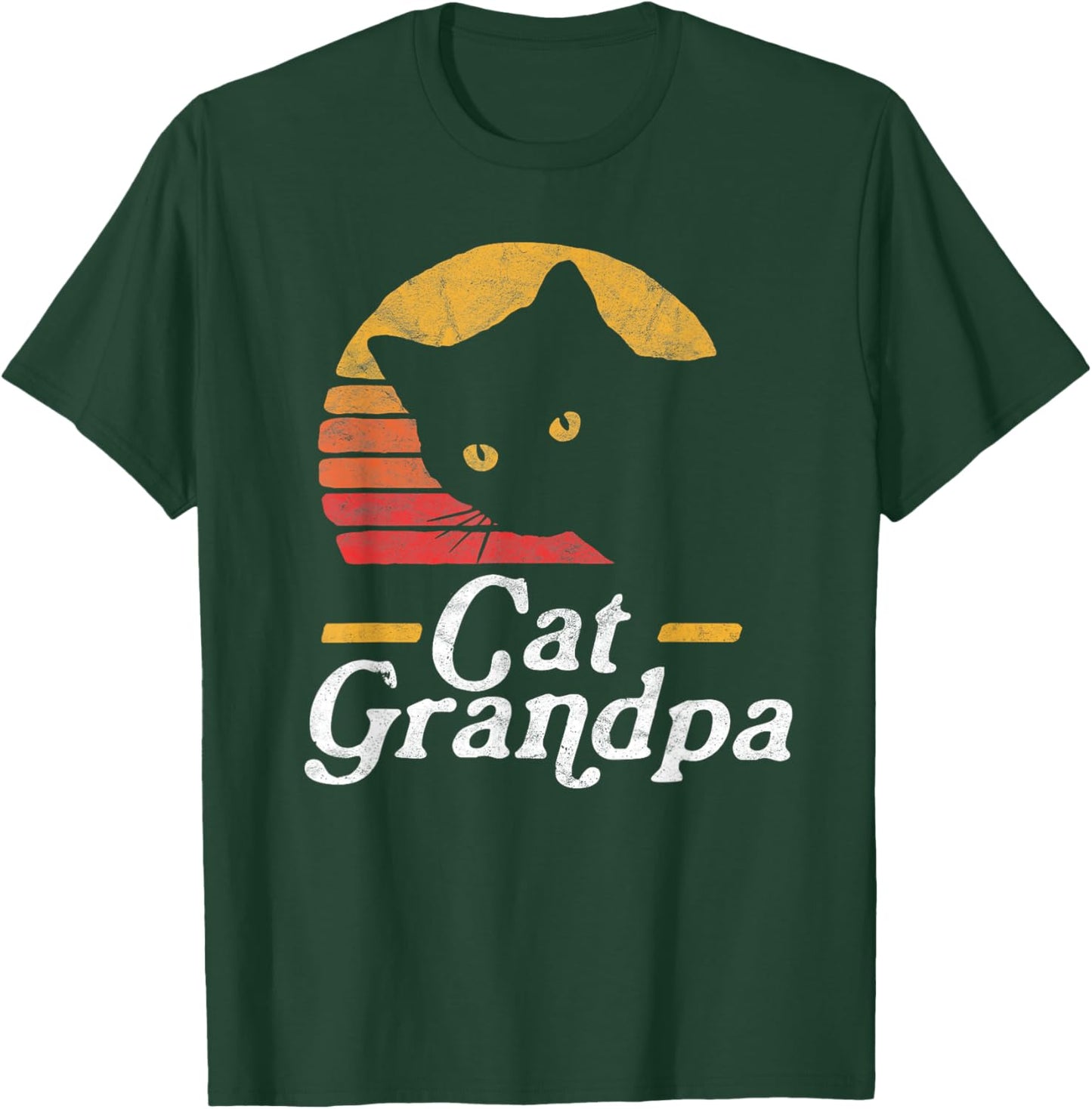 Cat Grandpa Vintage Eighties Style Cat Retro Distressed T-Shirt - T-Shirt | Forest