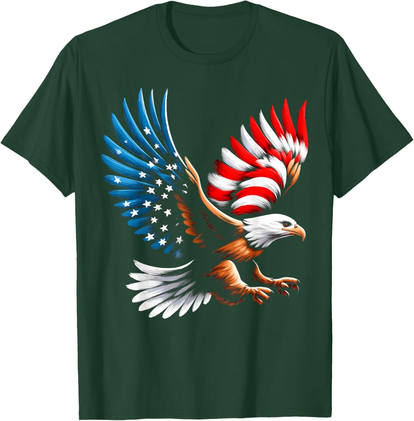 Bald Eagle & Patriotic American Flag 4th of July Women Girls Kids Men T-Shirt - T-Shirt | Forest
