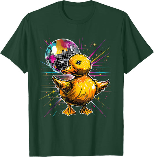 Rubber Duck Disco Dancing Disco Ball Music Rubber Duckie T-Shirt - T-Shirt | Forest
