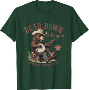 Bear Down & Play On: Vintage Country Music Vibes Funny T-Shirt - T-Shirt | Forest