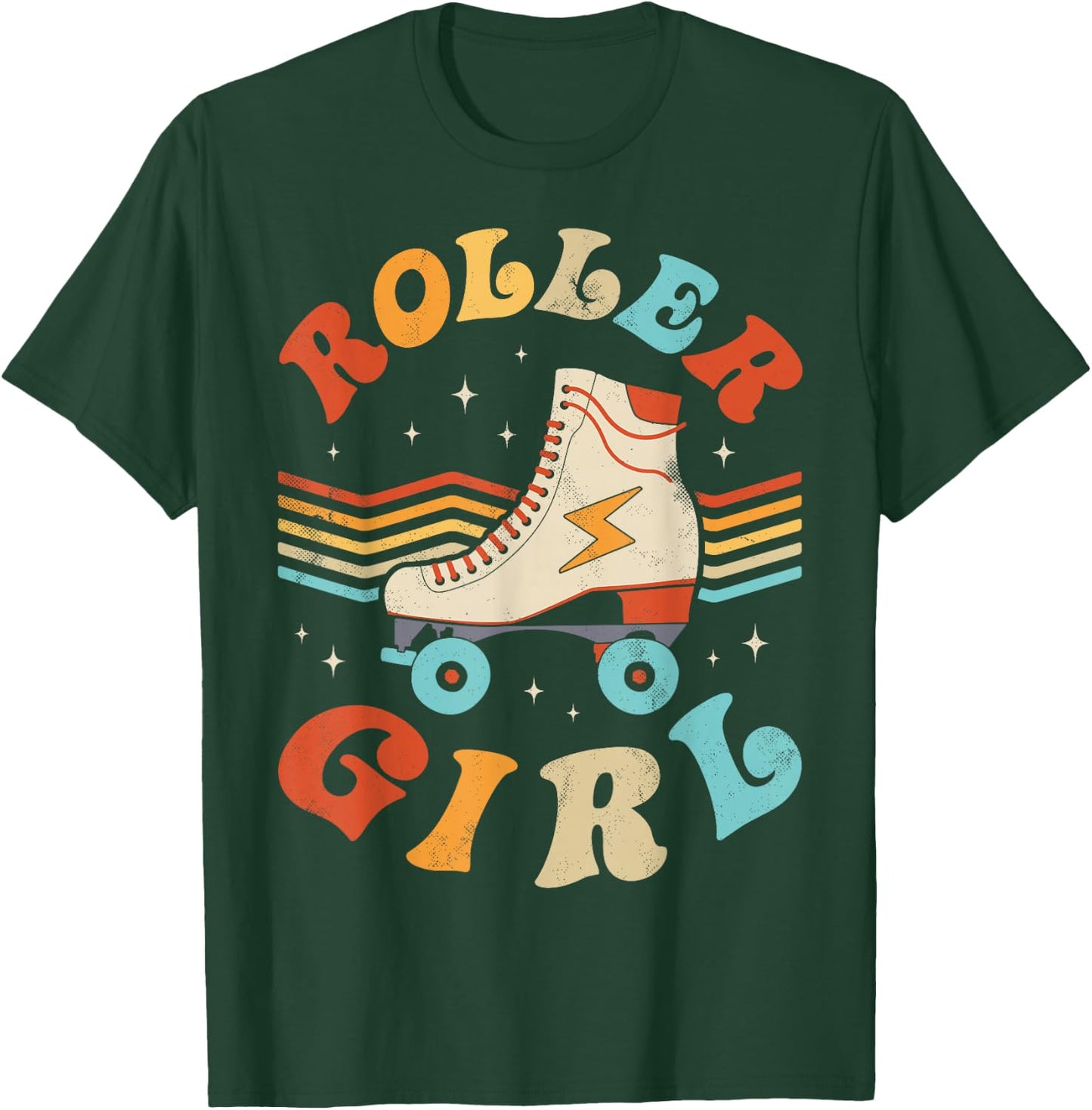 Roller Girl Skater Skating Retro Vintage 70s 80s Skates Cute T-Shirt - T-Shirt | Forest