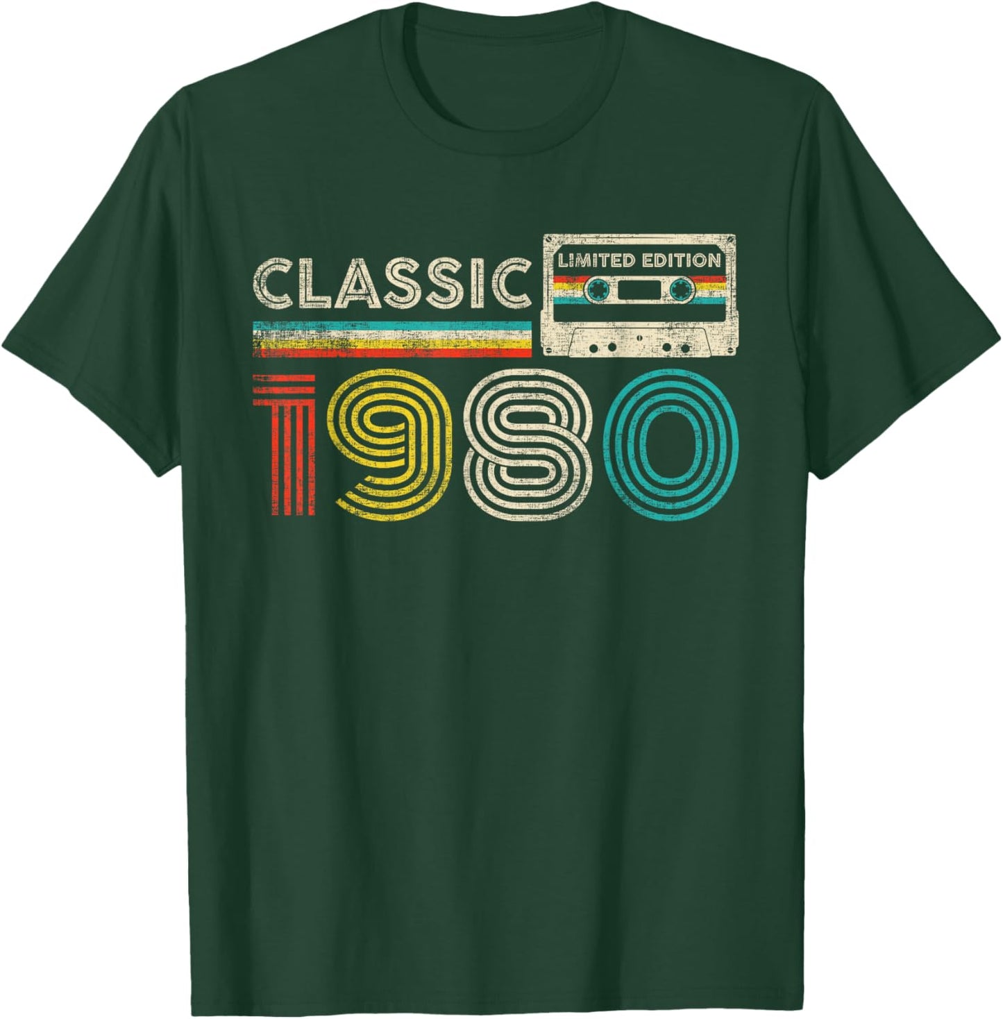 Classic 1980 Retro Birthday Idea 1980 Cassette Tape Vintage T-Shirt - T-Shirt | Forest