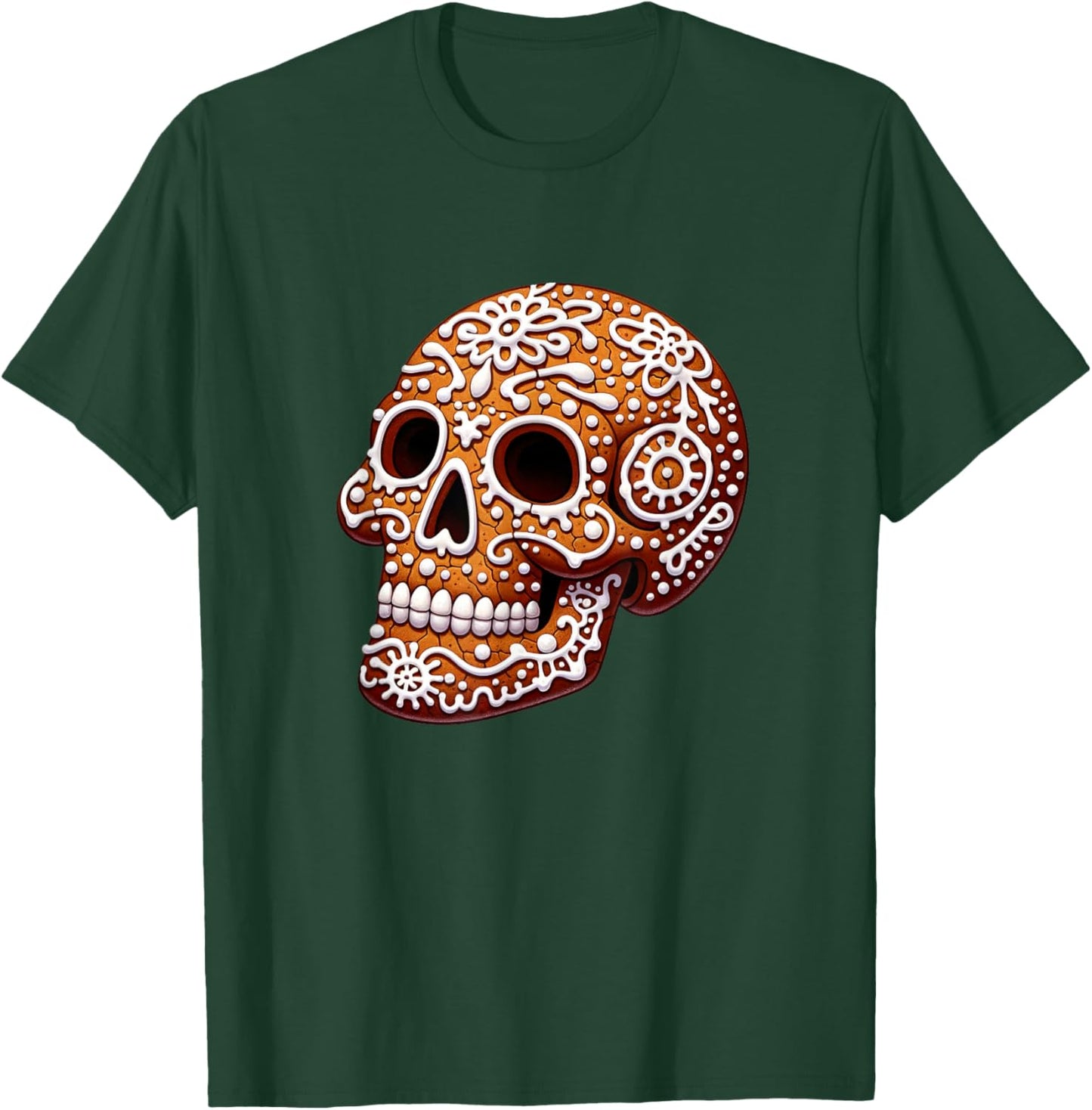 Gingerbread Skull Creepy Christmas Cookie Baking Holiday T-Shirt - T-Shirt | Forest