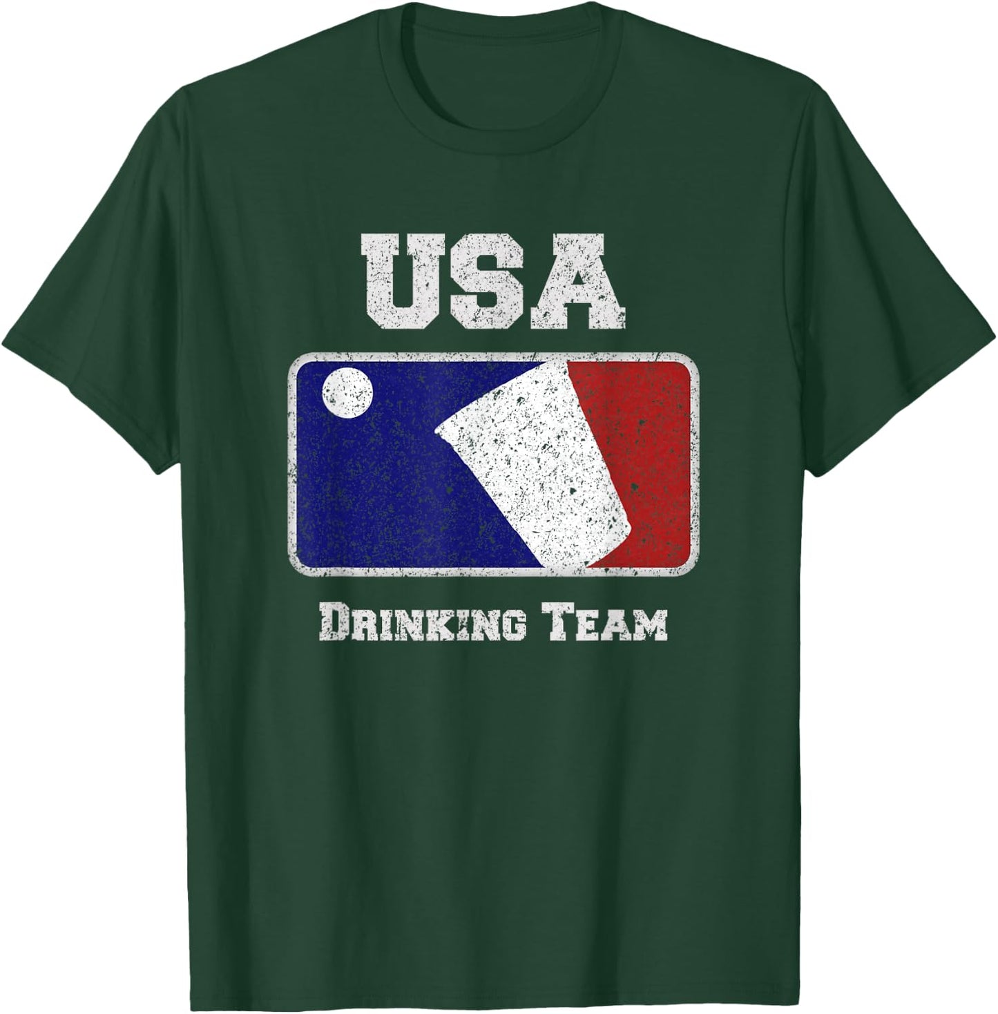 USA Drinking Team Party Beer Pong Game Distressed Retro T-Shirt - T-Shirt | Forest