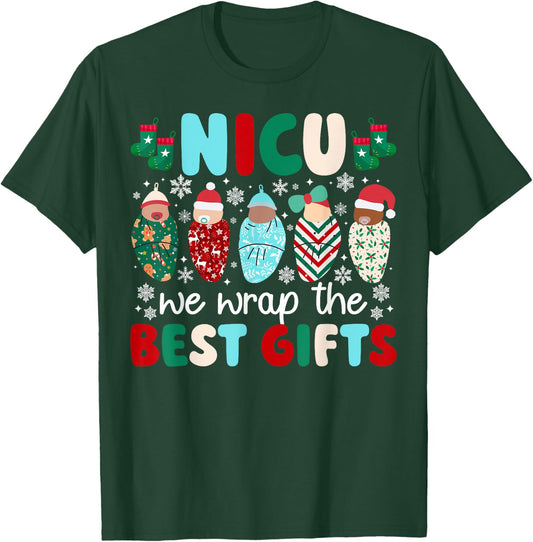 NICU Christmas NICU Nurse Xmas Neonatal Intensive Care Unit T-Shirt - T-Shirt | Forest