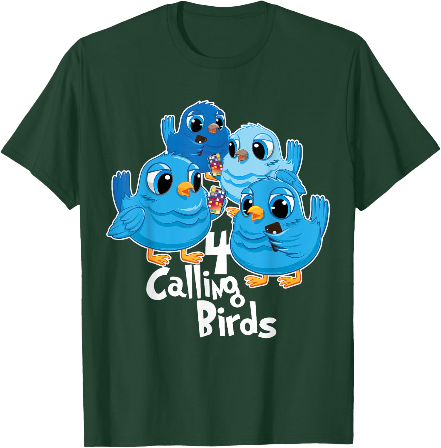 Four Calling Birds 12 Days Christmas Song Funny Gift T-Shirt - T-Shirt | Forest