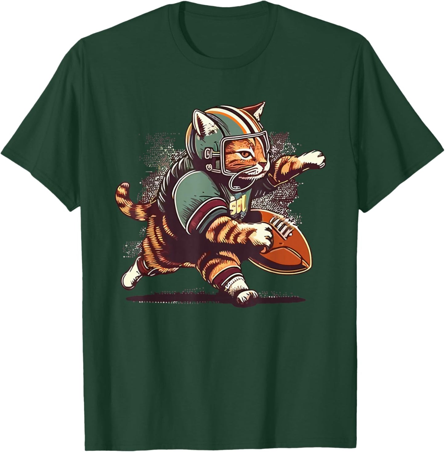Cat Playing American Football T-Shirt - T-Shirt | Forest