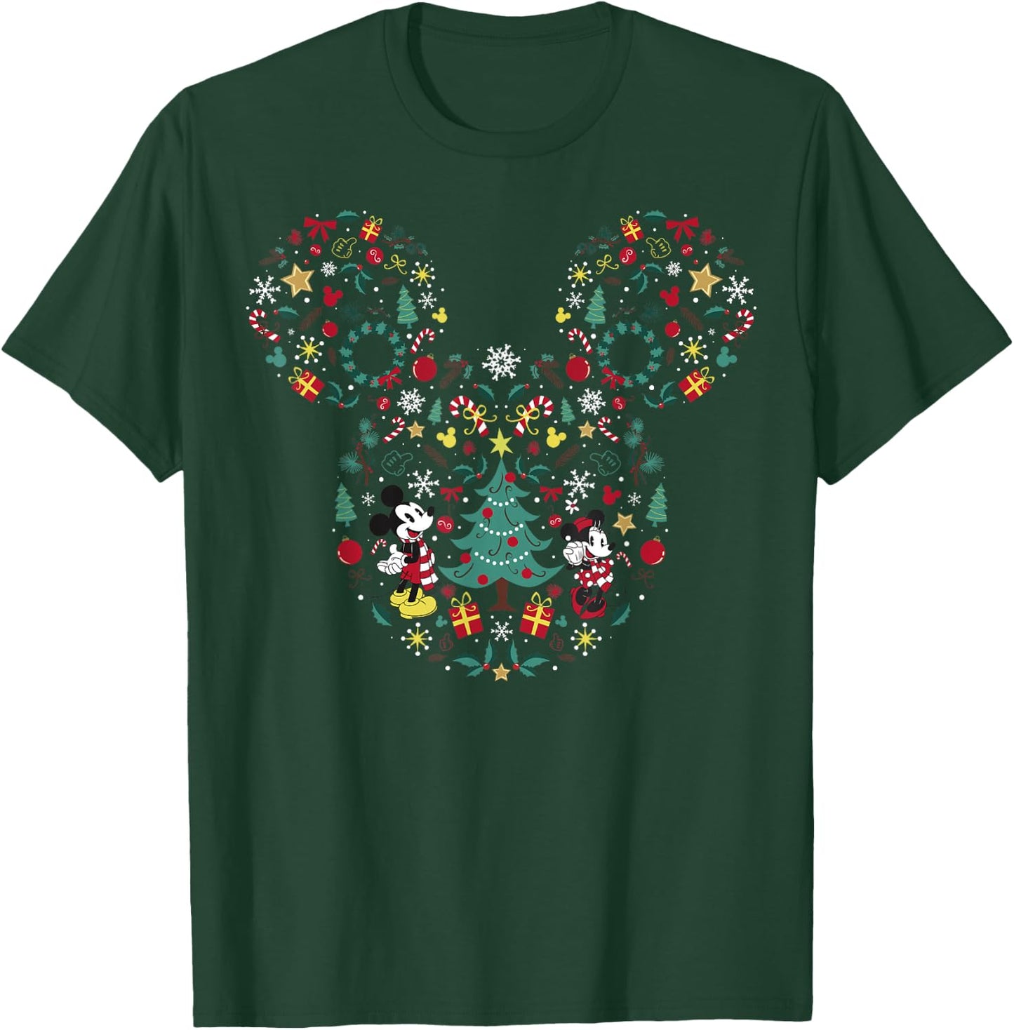Disney Mickey And Minnie Christmas Mashup Short Sleeve T-Shirt - T-Shirt | Forest