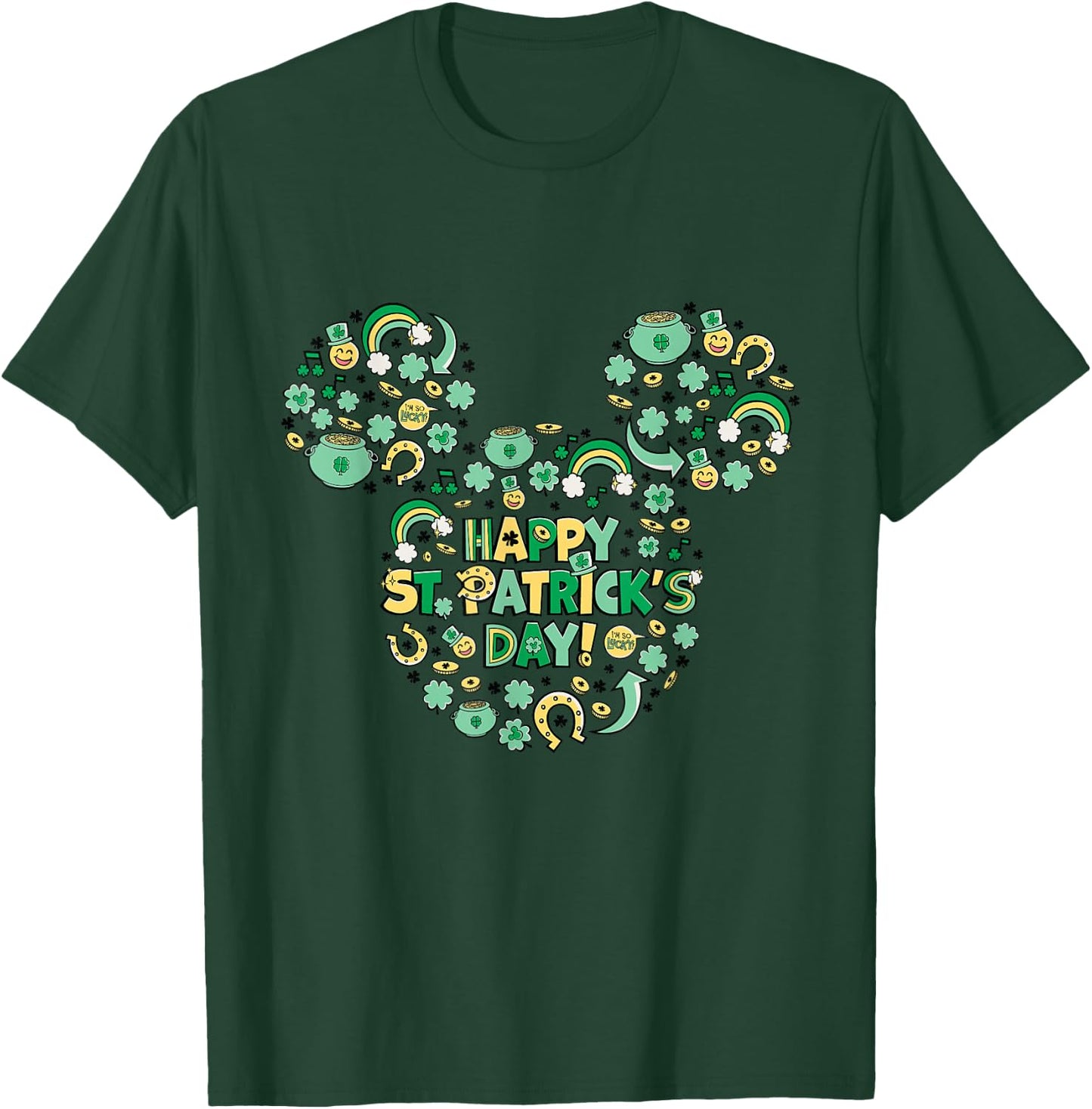 NEW Disney Mickey Mouse Lucky Icons Happy St. Patrick's Day T-Shirt - T-Shirt | Forest